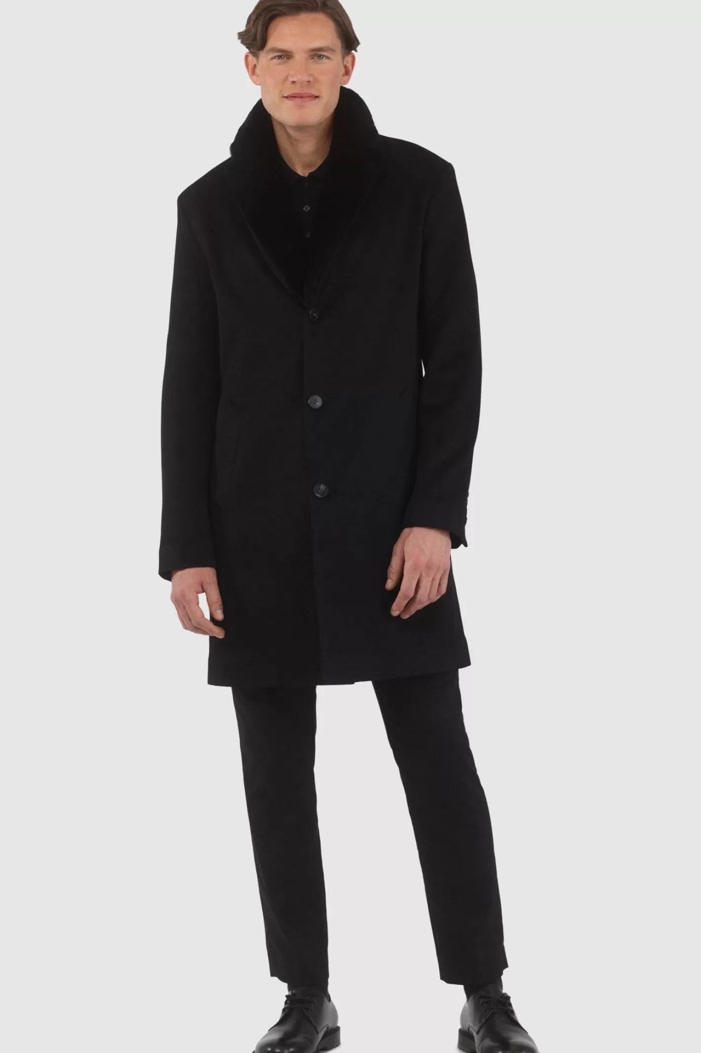 GORSKI Montreal Men's Loro Piana Cashmere Short Coat With Detachable Select Shearling Lamb Collar
