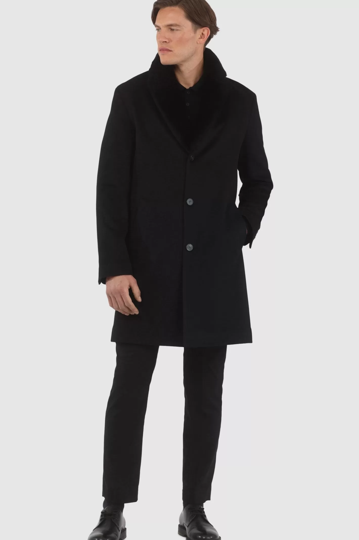 GORSKI Montreal Men's Loro Piana Cashmere Short Coat With Detachable Select Shearling Lamb Collar