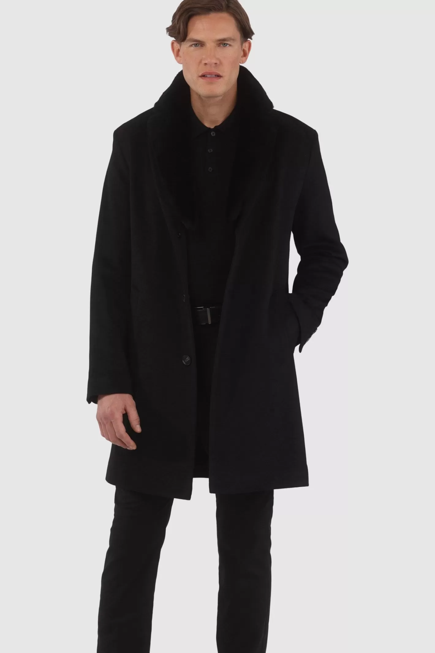 GORSKI Montreal Men's Loro Piana Cashmere Short Coat With Detachable Select Shearling Lamb Collar