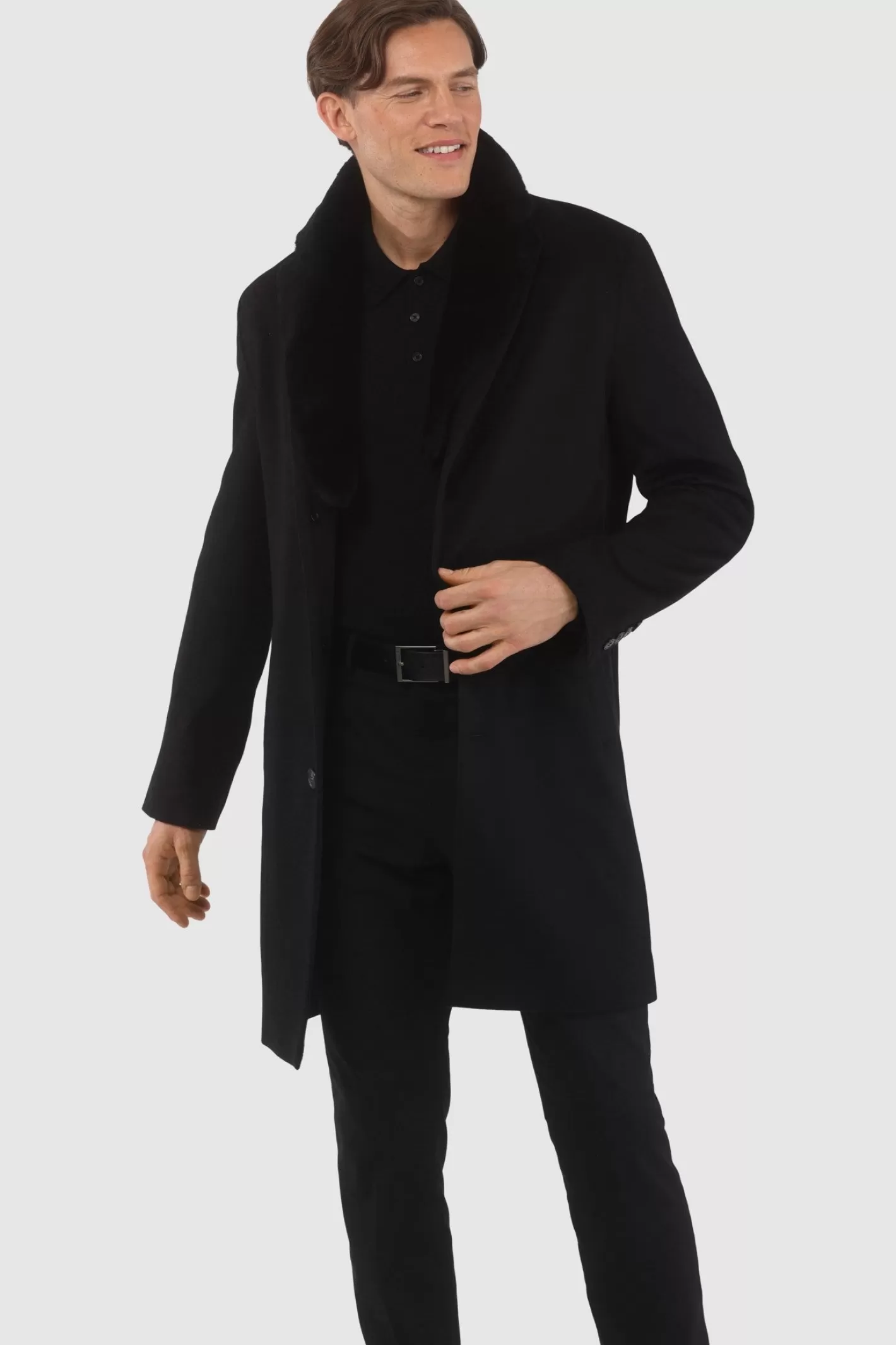 GORSKI Montreal Men's Loro Piana Cashmere Short Coat With Detachable Select Shearling Lamb Collar