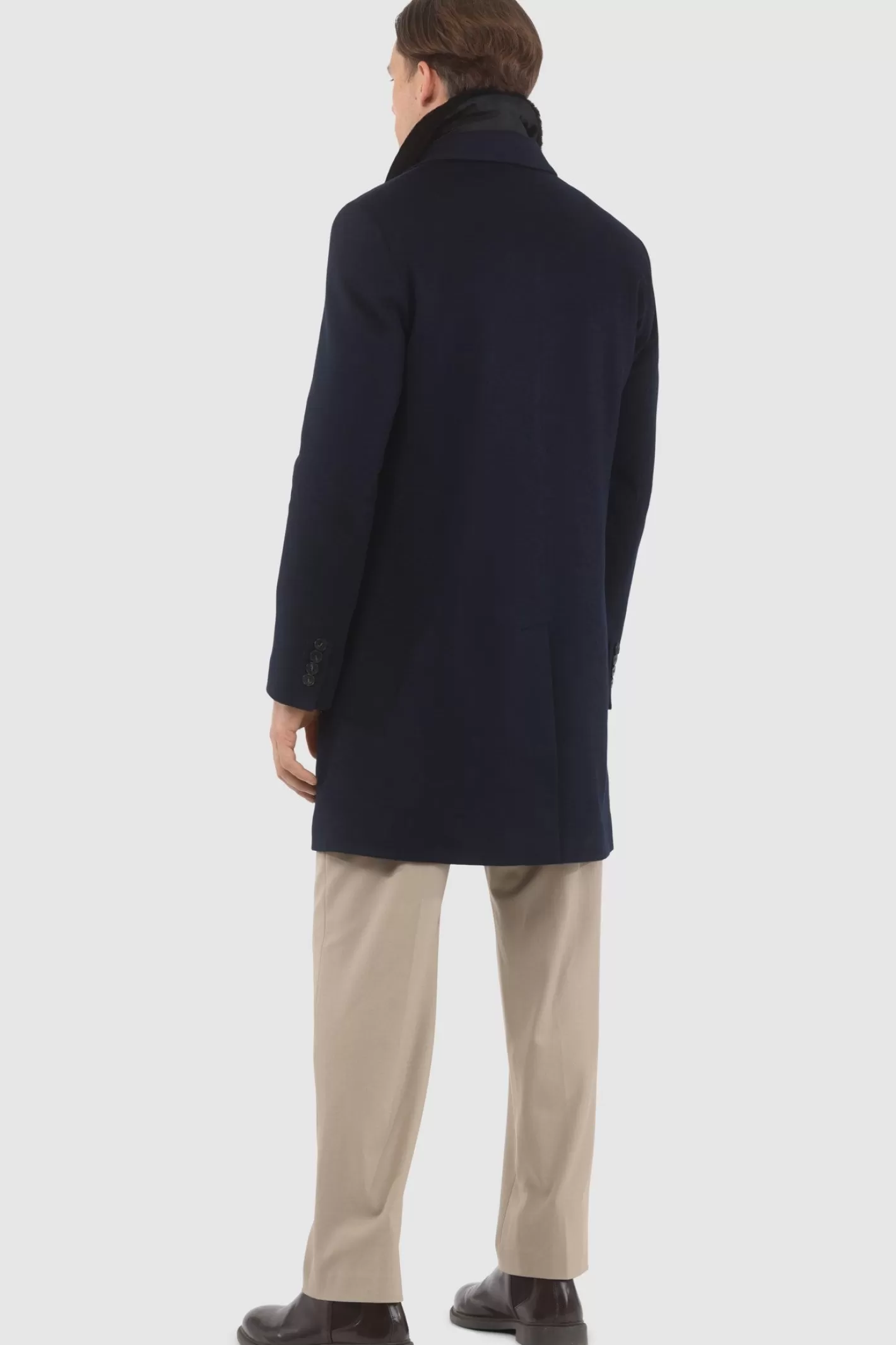 GORSKI Montreal Men's Loro Piana Cashmere Short Coat With Detachable Select Shearling Lamb Collar