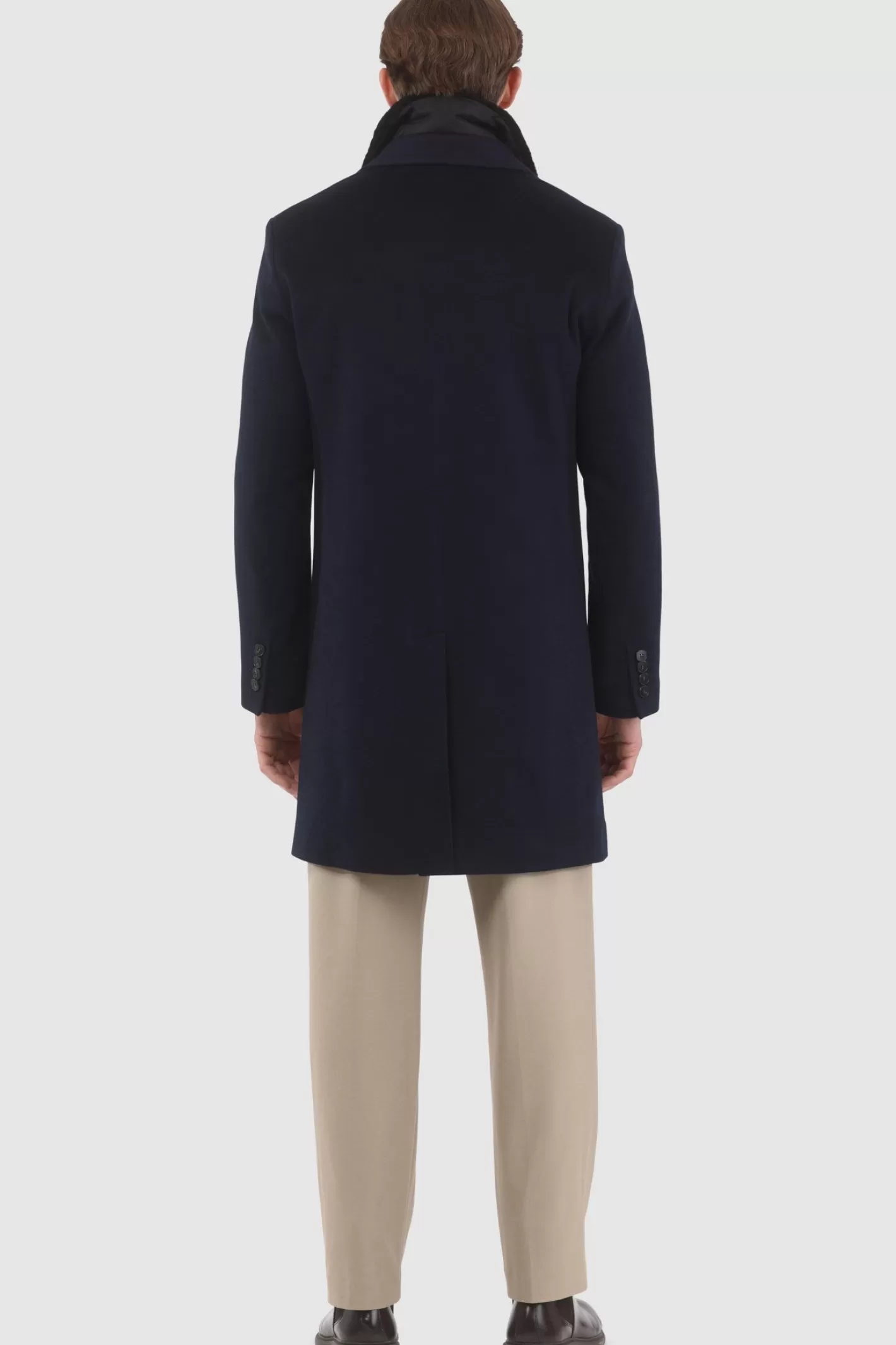 GORSKI Montreal Men's Loro Piana Cashmere Short Coat With Detachable Select Shearling Lamb Collar