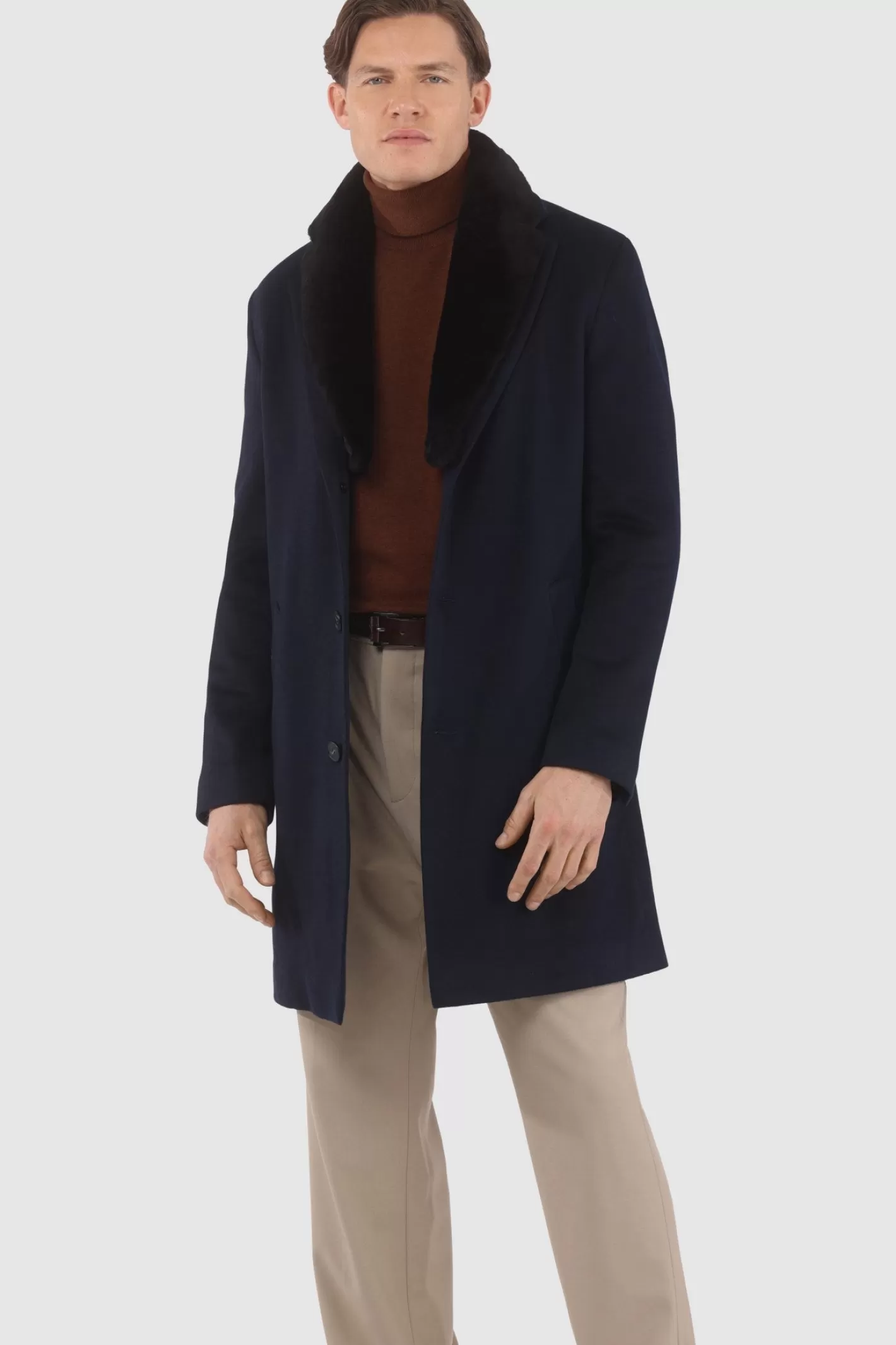 GORSKI Montreal Men's Loro Piana Cashmere Short Coat With Detachable Select Shearling Lamb Collar