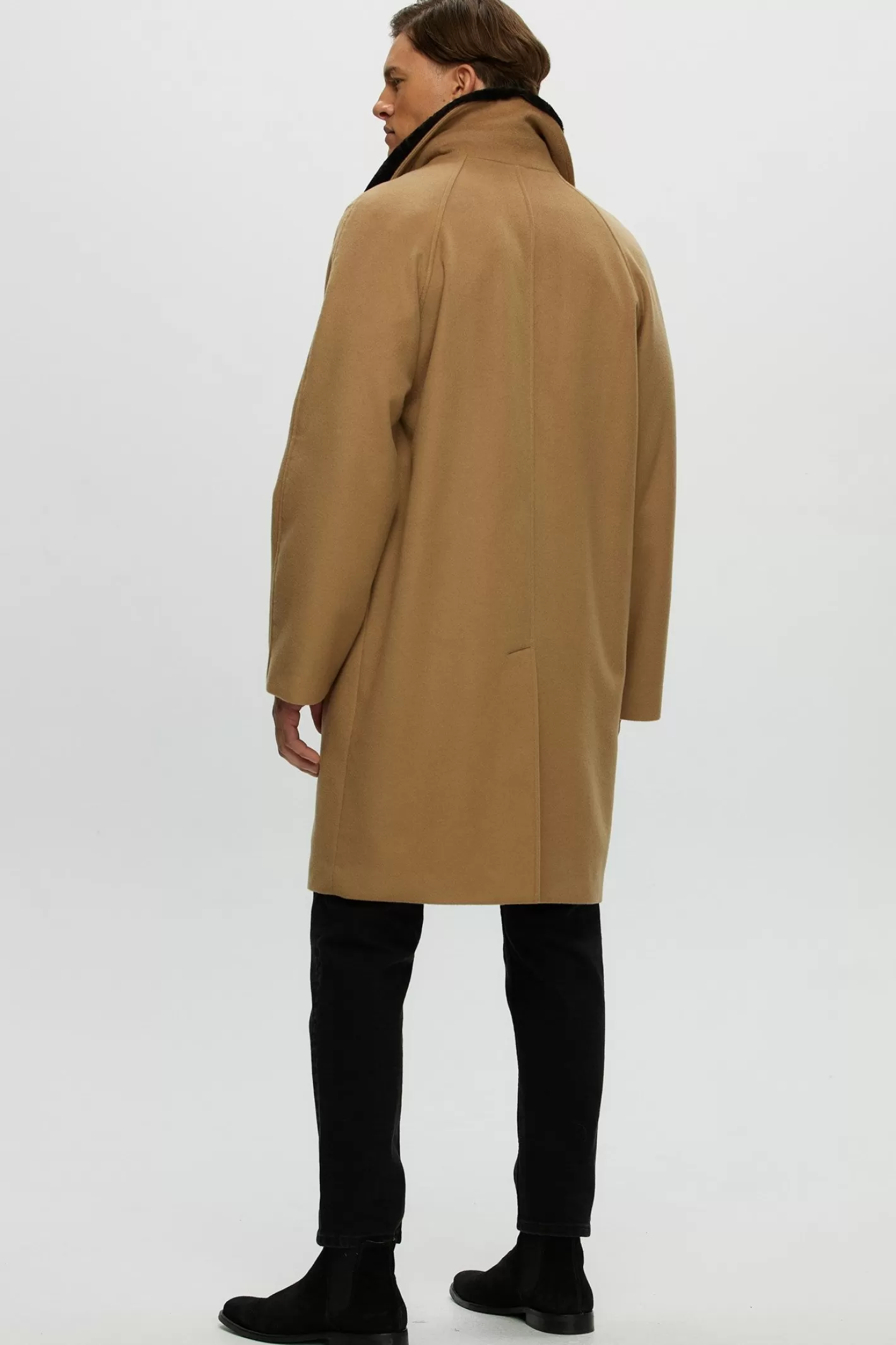 GORSKI Montreal Men's Loro Piana Cashmere Short Coat With Detachable Select Shearling Lamb Collar