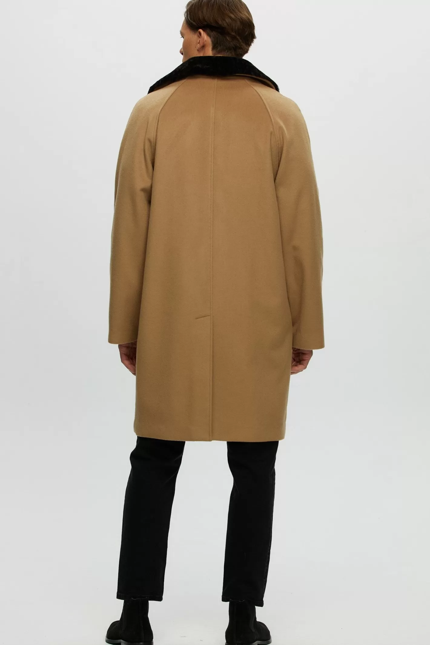 GORSKI Montreal Men's Loro Piana Cashmere Short Coat With Detachable Select Shearling Lamb Collar