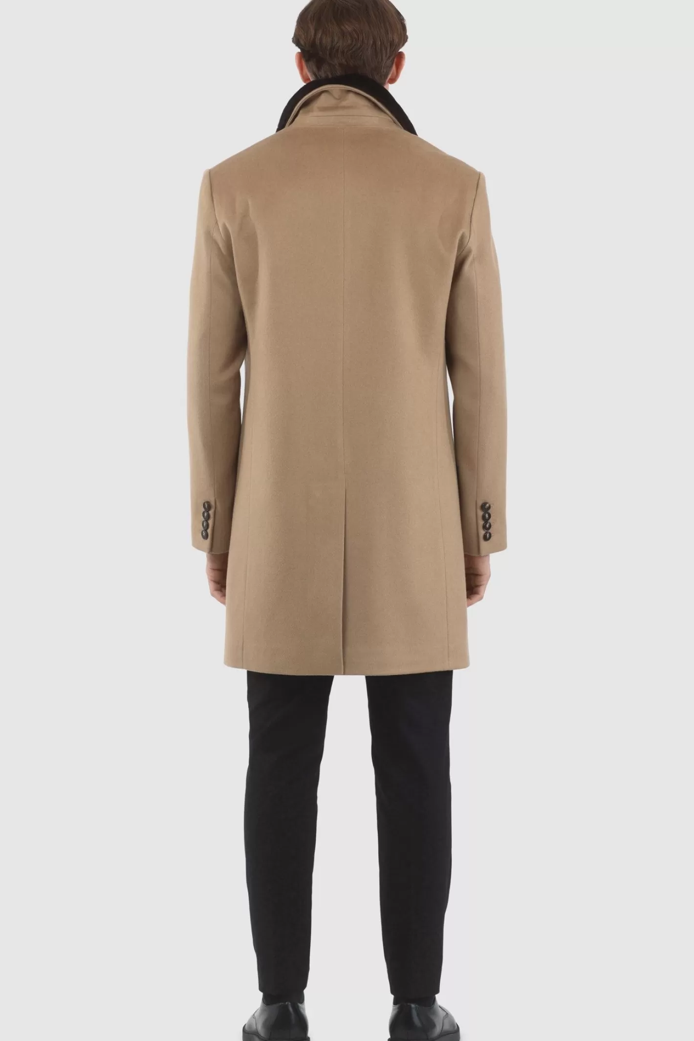 GORSKI Montreal Men's Loro Piana Cashmere Short Coat With Detachable Select Shearling Lamb Collar
