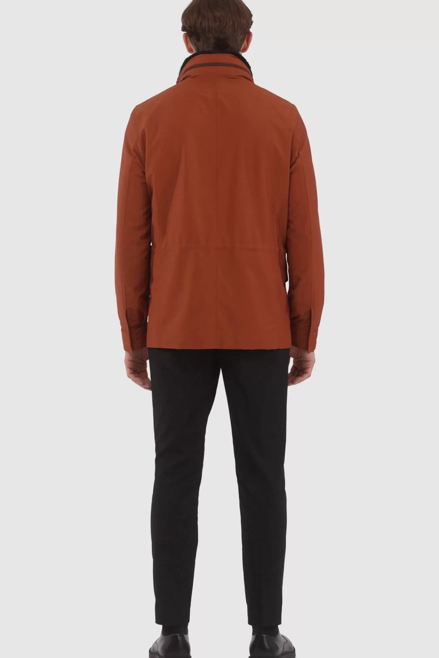 GORSKI Montreal Men's Loro Piana Storm System Lined Jacket W/ Det. Shearling Lamb Collar, Concealed Hood