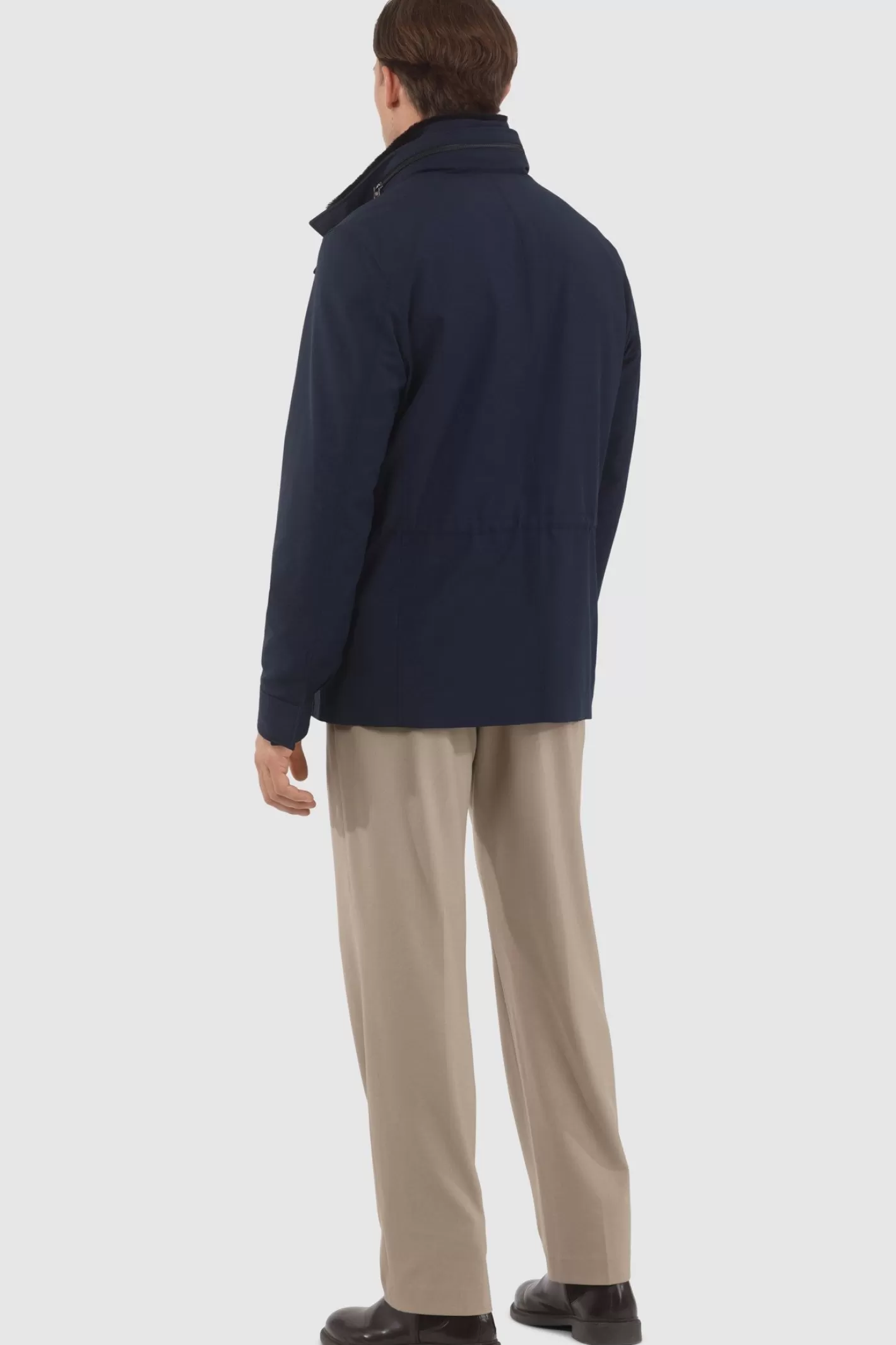 GORSKI Montreal Men's Loro Piana Storm System Lined Jacket W/ Det. Shearling Lamb Collar, Concealed Hood