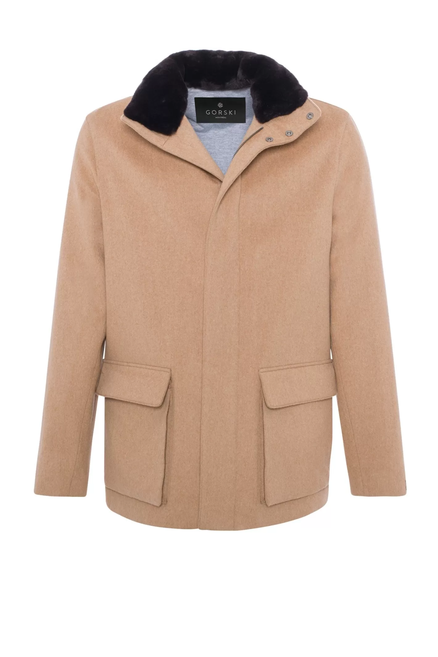 GORSKI Montreal Men's Loro Piana Wool Jacket With Detachable Select Shearling Lamb Collar
