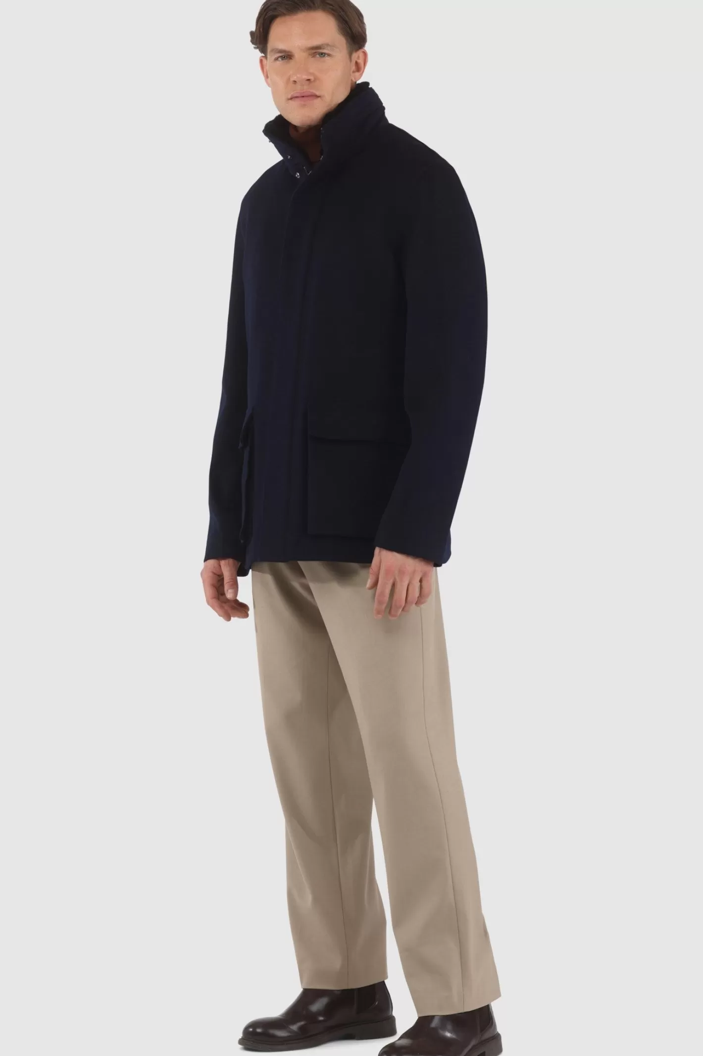 GORSKI Montreal Men's Loro Piana Wool Jacket With Detachable Select Shearling Lamb Collar