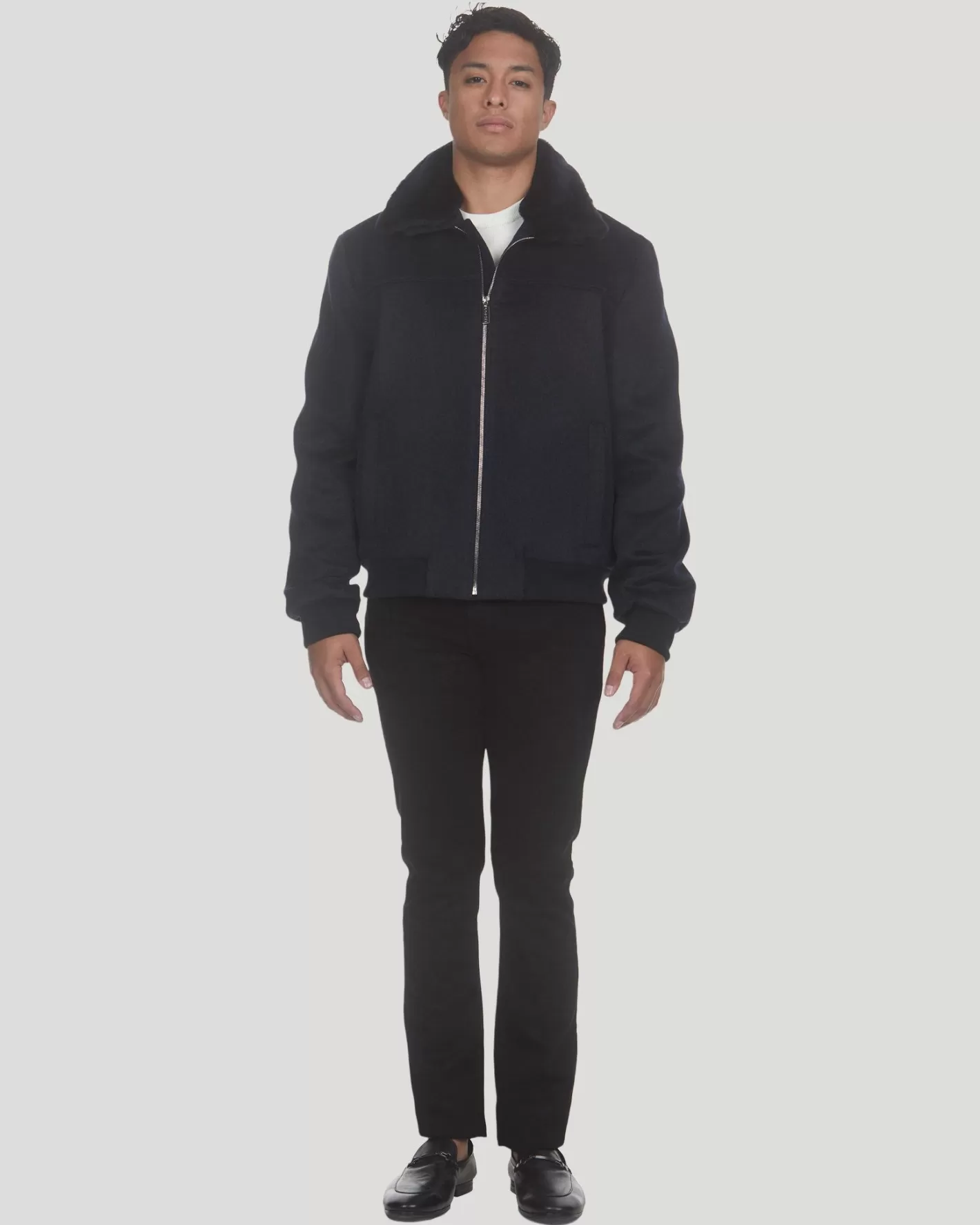 GORSKI Montreal Men's Loro Piana Wool Jacket With Detachable Select Shearling Lamb Collar