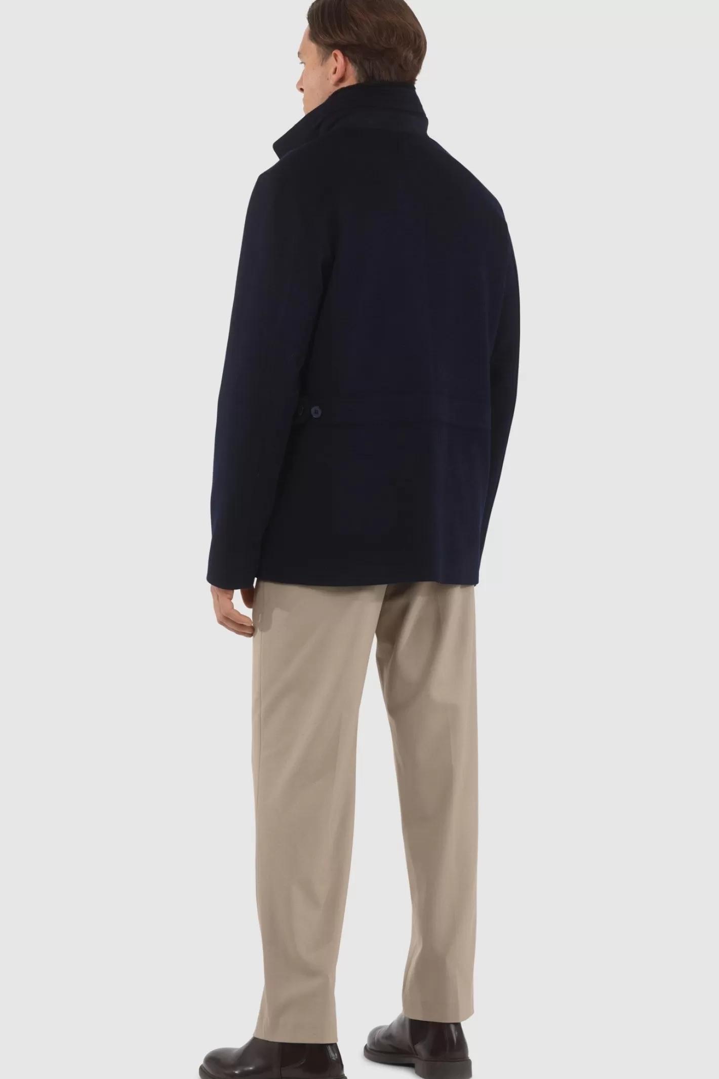 GORSKI Montreal Men's Loro Piana Wool Jacket With Detachable Select Shearling Lamb Collar