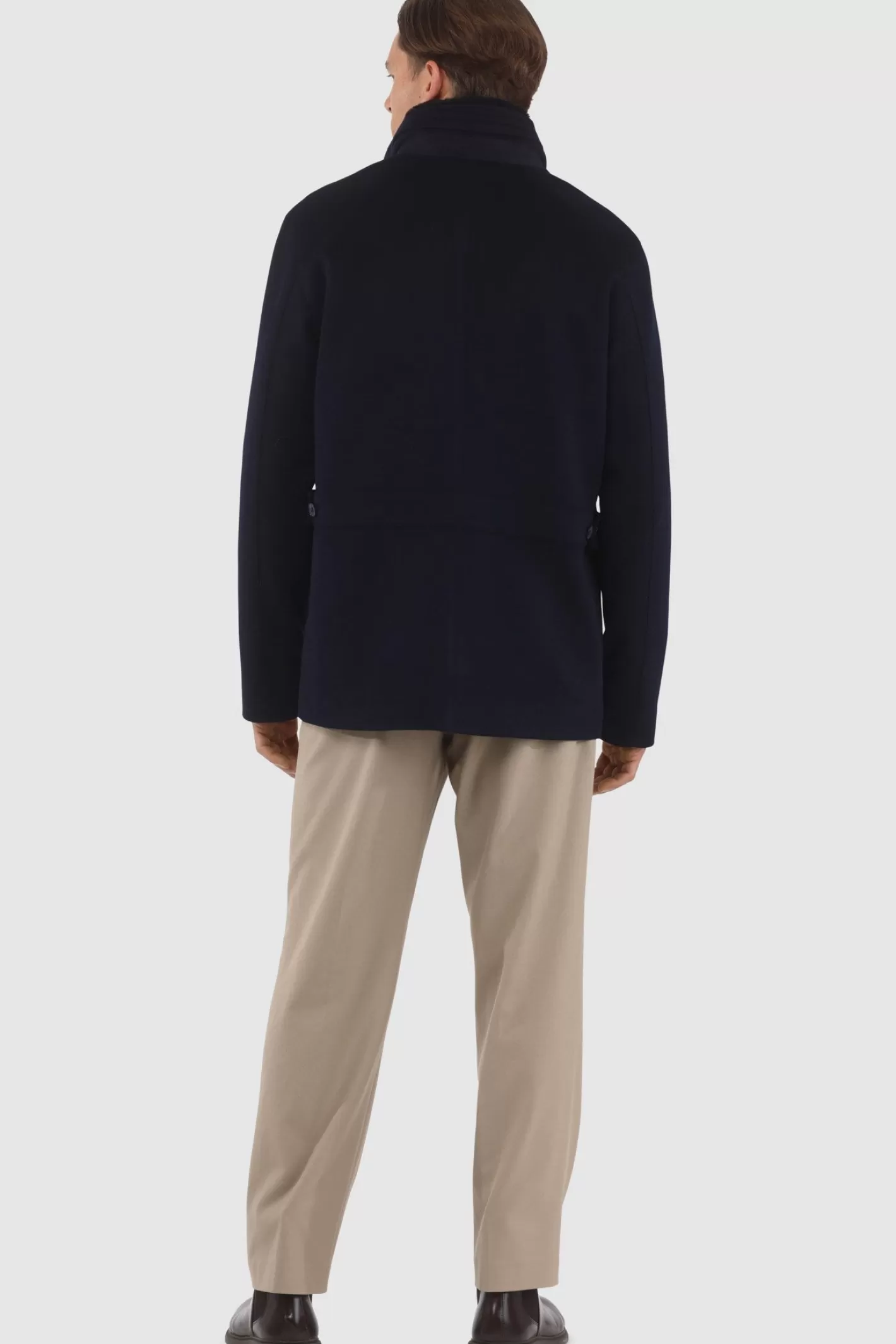 GORSKI Montreal Men's Loro Piana Wool Jacket With Detachable Select Shearling Lamb Collar