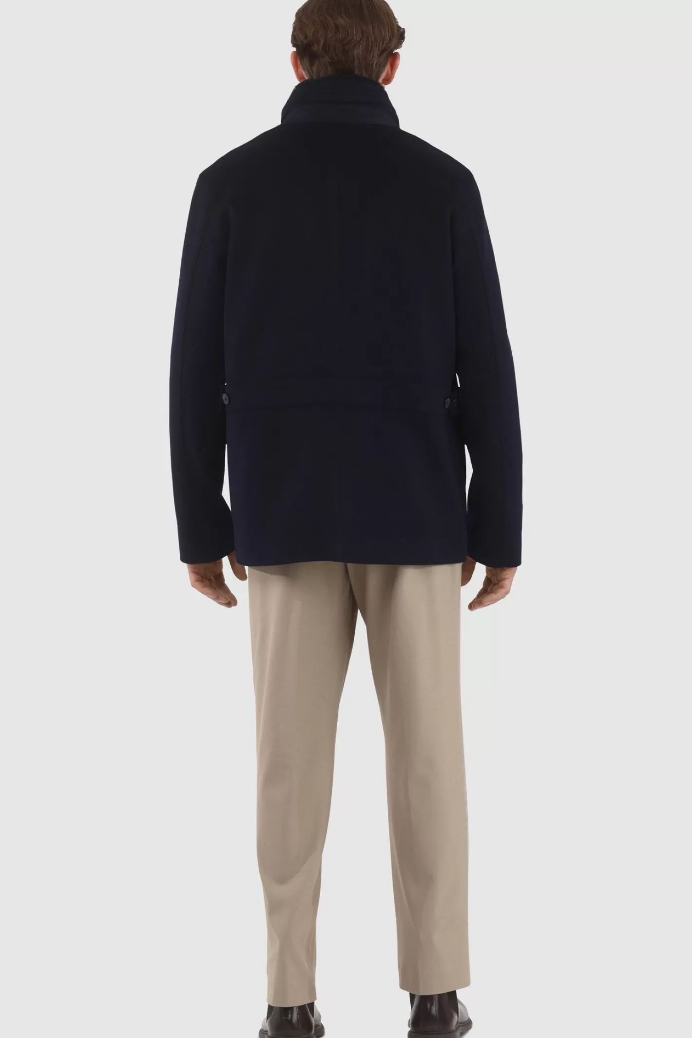 GORSKI Montreal Men's Loro Piana Wool Jacket With Detachable Select Shearling Lamb Collar
