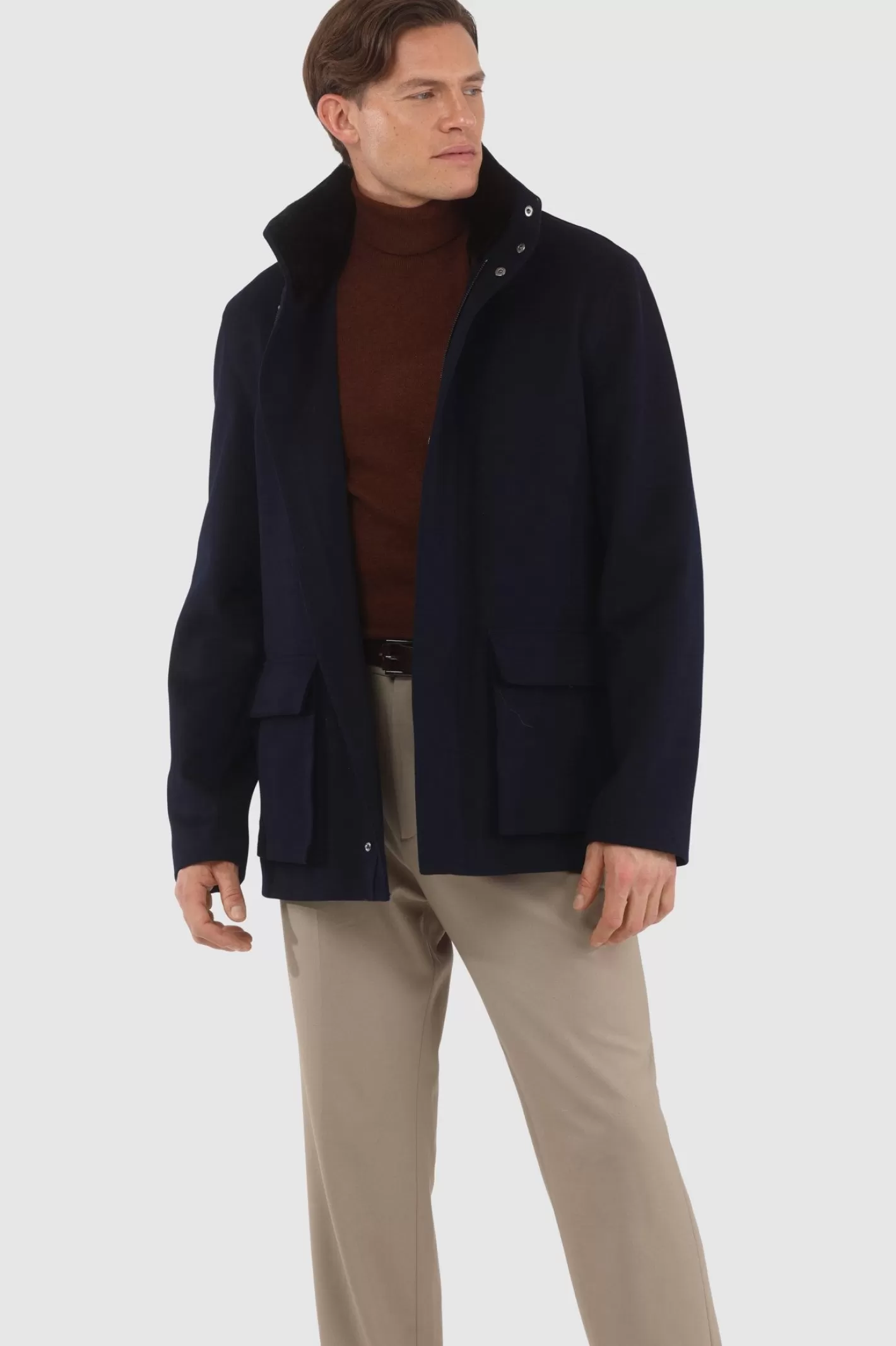 GORSKI Montreal Men's Loro Piana Wool Jacket With Detachable Select Shearling Lamb Collar