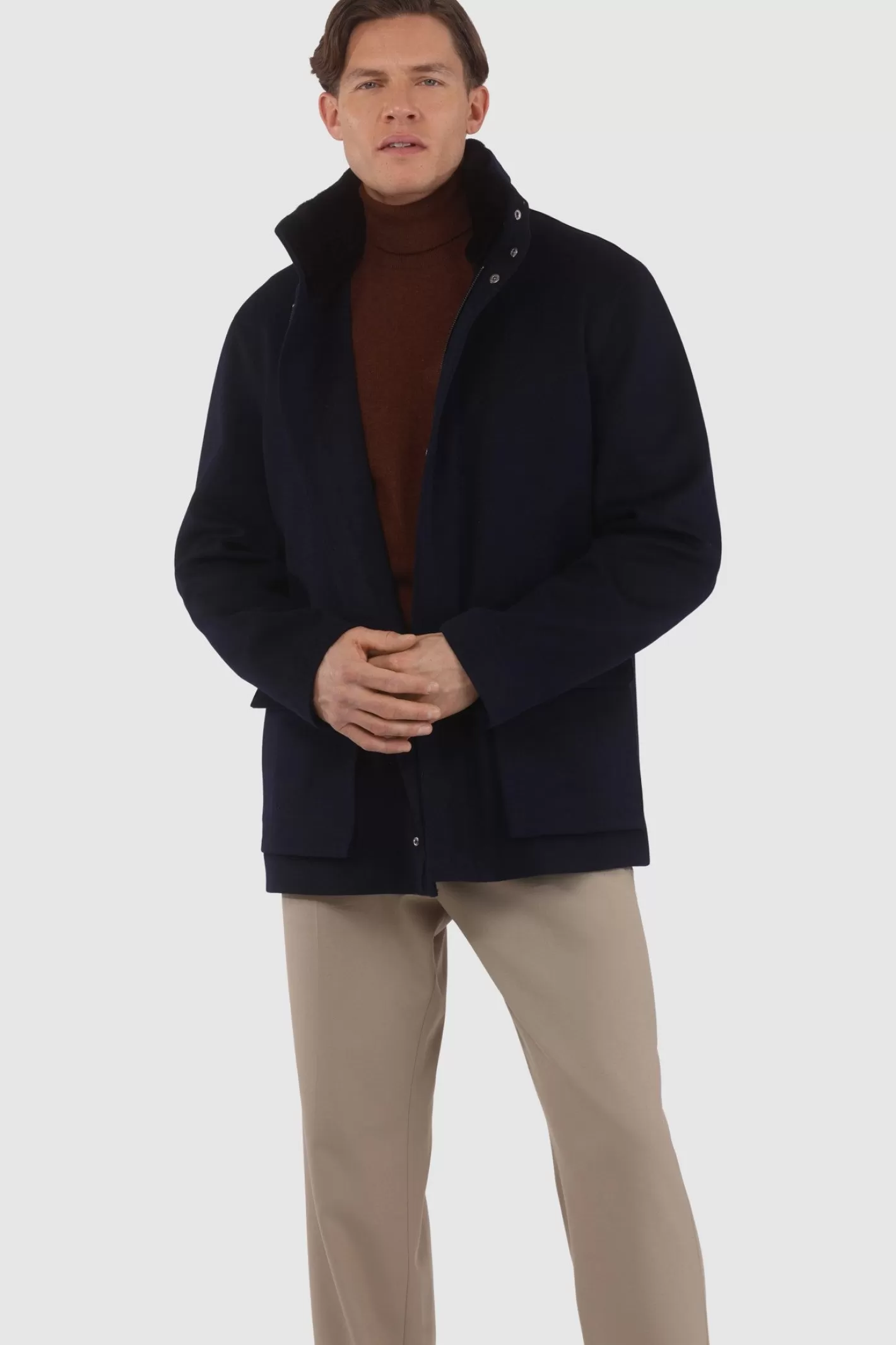 GORSKI Montreal Men's Loro Piana Wool Jacket With Detachable Select Shearling Lamb Collar