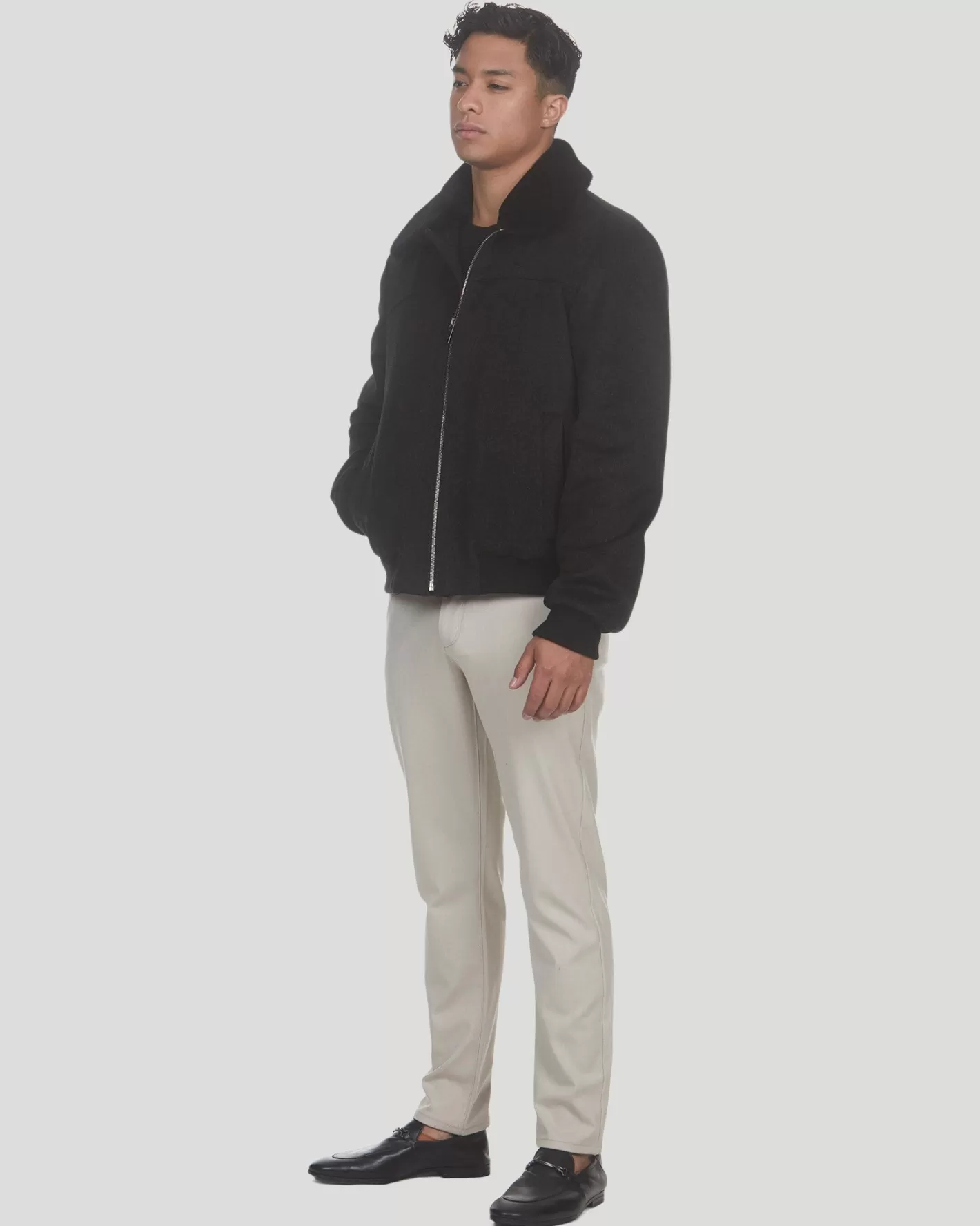 GORSKI Montreal Men's Loro Piana Wool Jacket With Detachable Select Shearling Lamb Collar