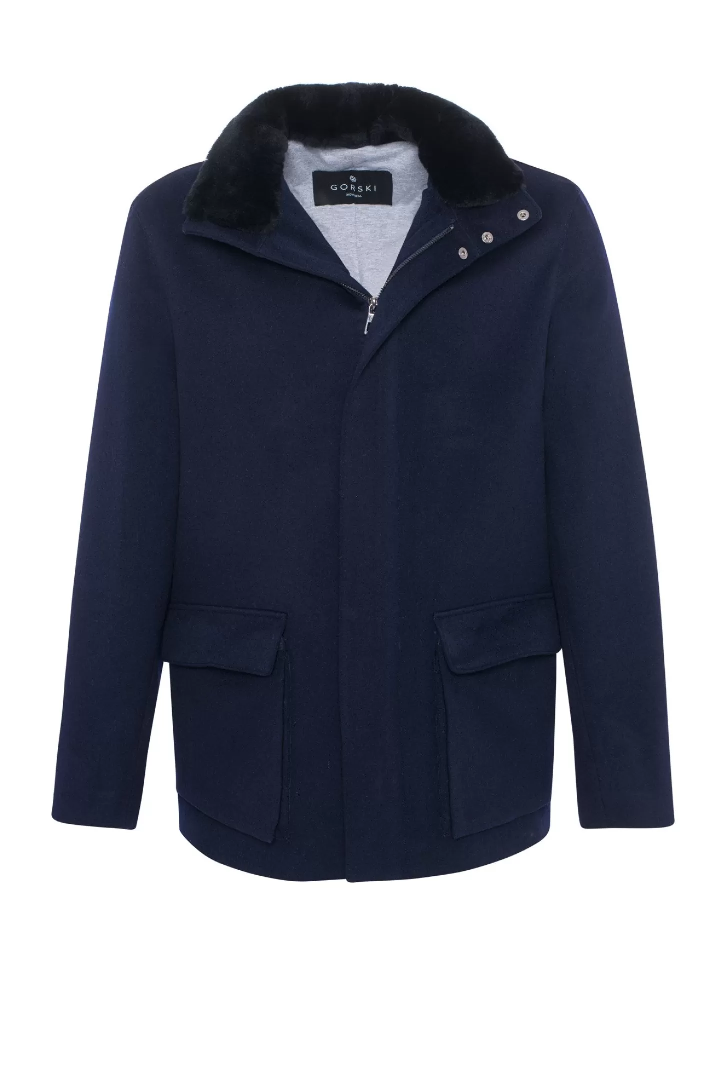 GORSKI Montreal Men's Loro Piana Wool Jacket With Detachable Select Shearling Lamb Collar