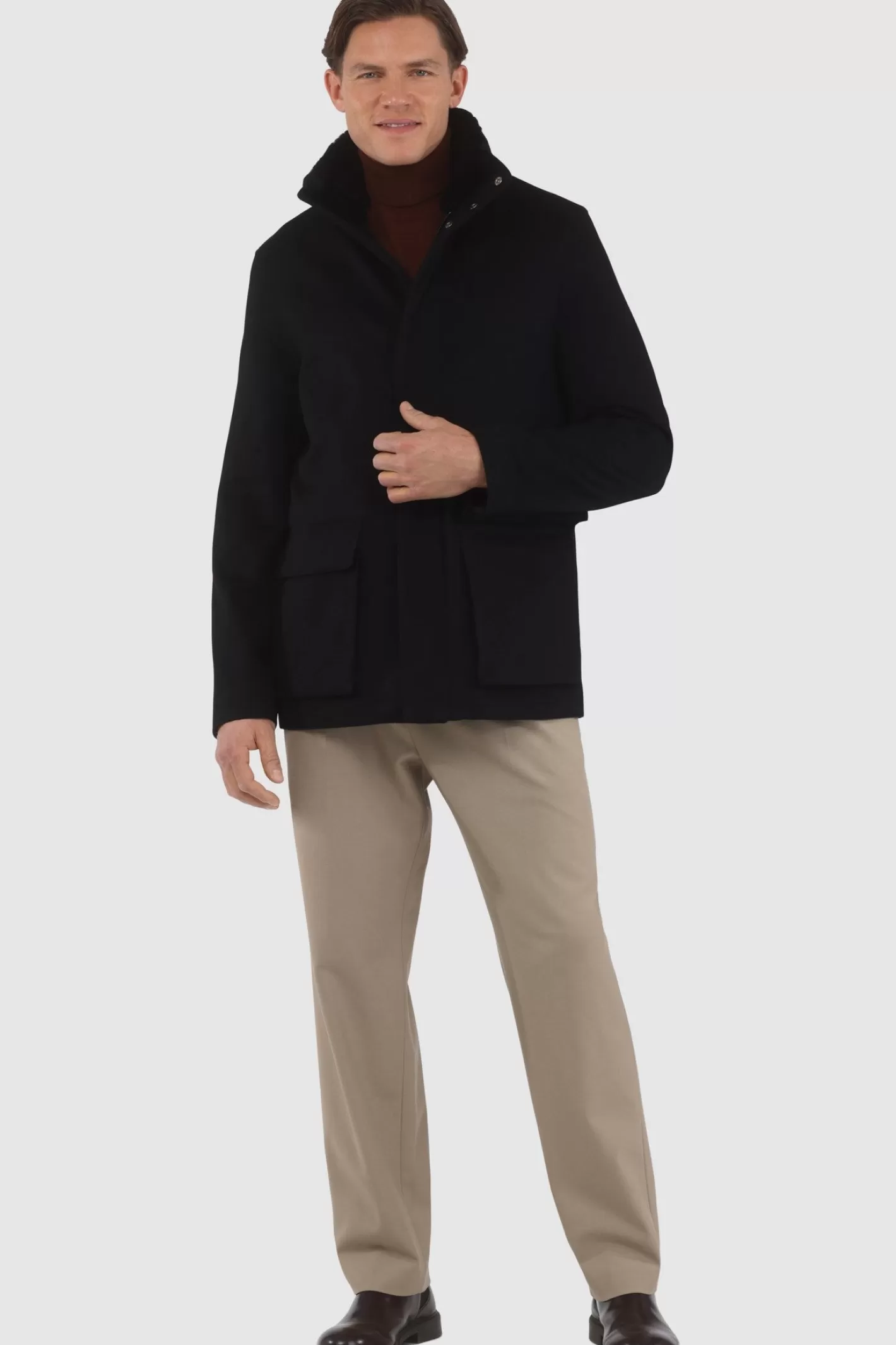 GORSKI Montreal Men's Loro Piana Wool Jacket With Detachable Select Shearling Lamb Collar