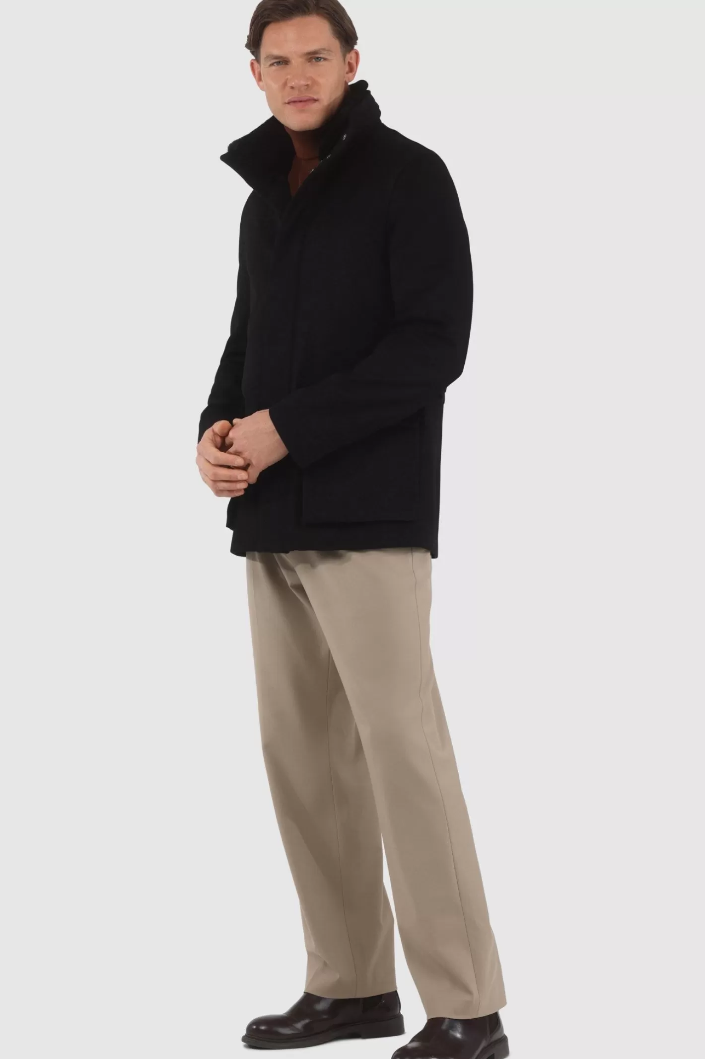 GORSKI Montreal Men's Loro Piana Wool Jacket With Detachable Select Shearling Lamb Collar