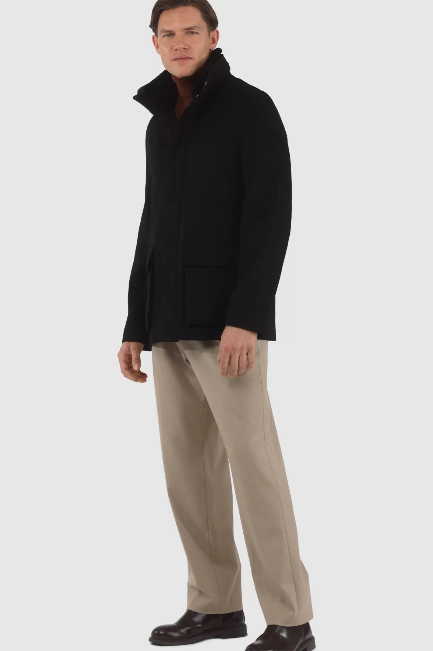GORSKI Montreal Men's Loro Piana Wool Jacket With Detachable Select Shearling Lamb Collar