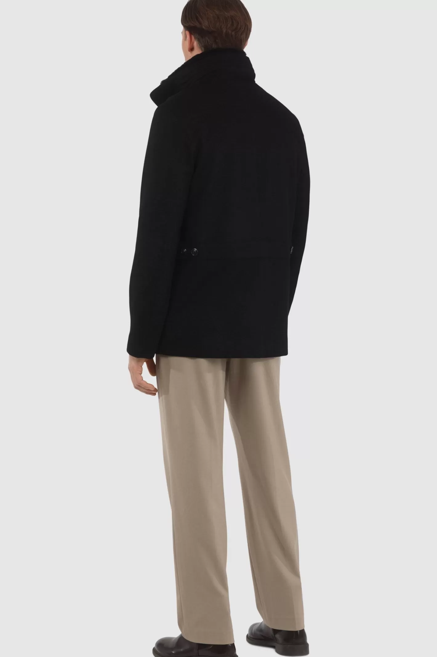 GORSKI Montreal Men's Loro Piana Wool Jacket With Detachable Select Shearling Lamb Collar