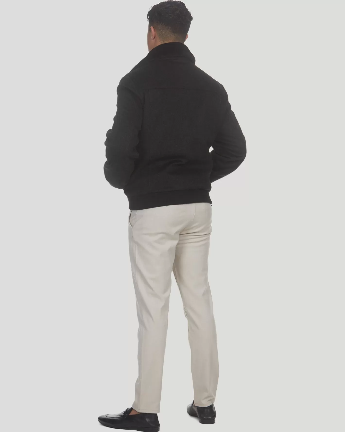 GORSKI Montreal Men's Loro Piana Wool Jacket With Detachable Select Shearling Lamb Collar