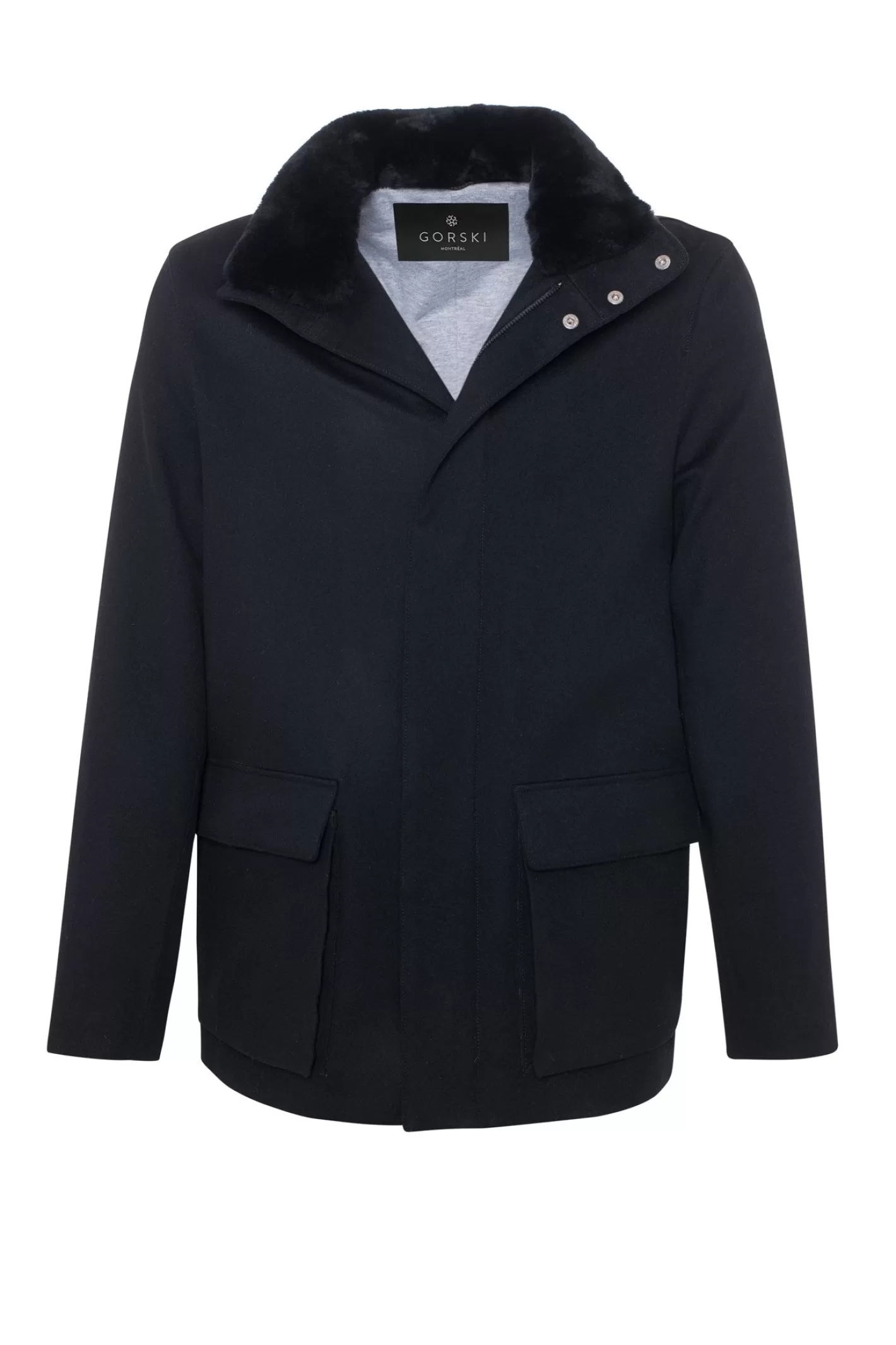 GORSKI Montreal Men's Loro Piana Wool Jacket With Detachable Select Shearling Lamb Collar