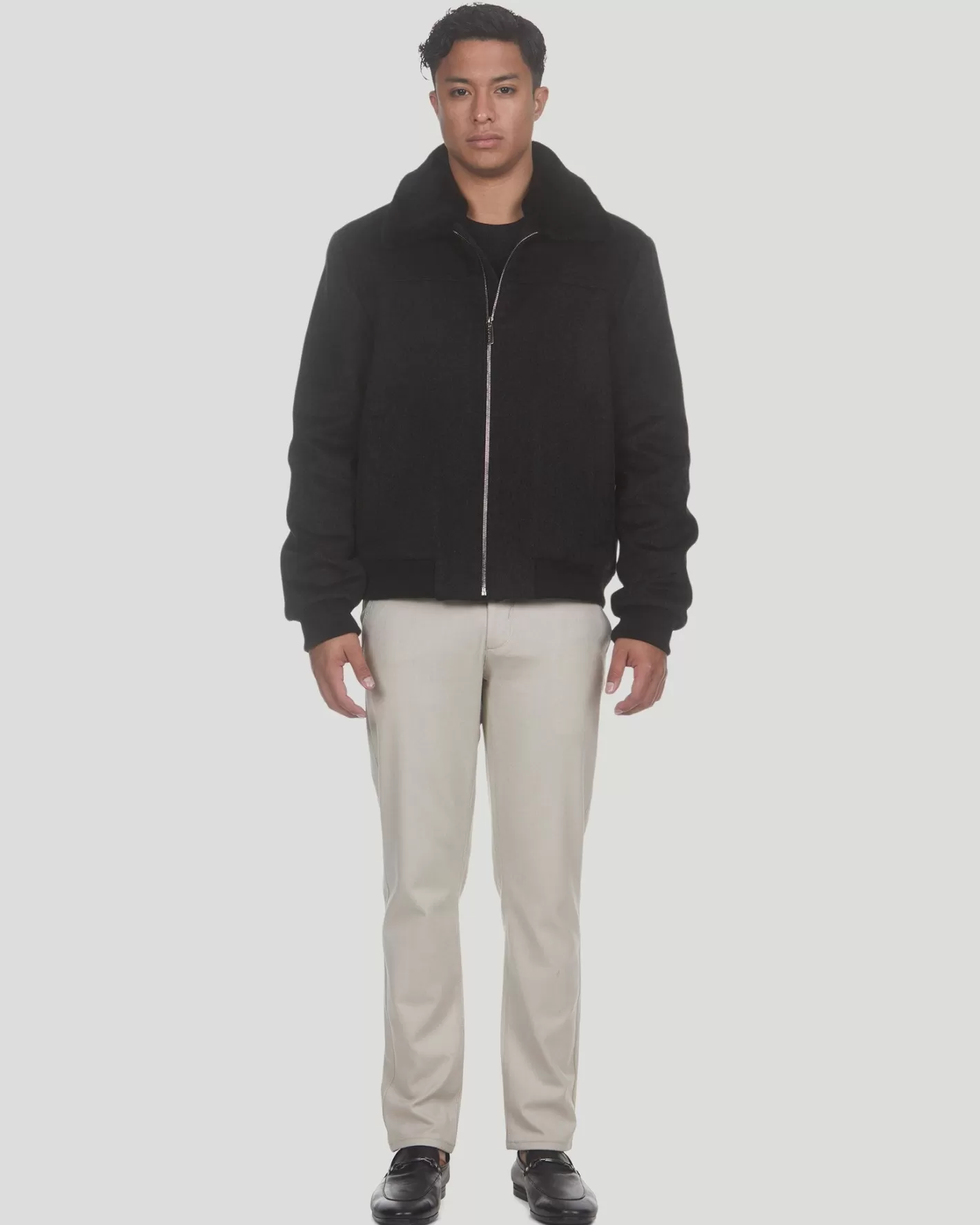 GORSKI Montreal Men's Loro Piana Wool Jacket With Detachable Select Shearling Lamb Collar