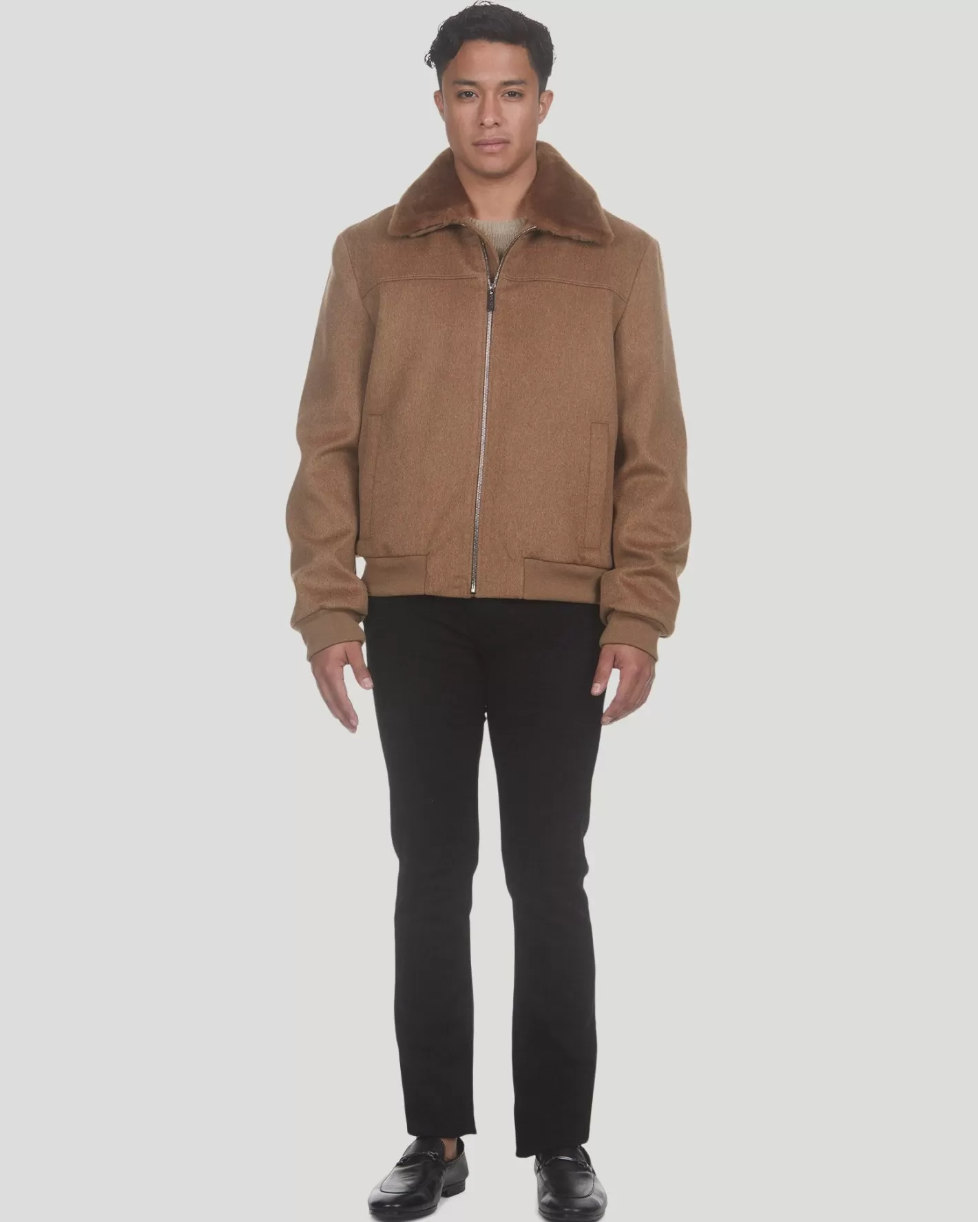 GORSKI Montreal Men's Loro Piana Wool Jacket With Detachable Select Shearling Lamb Collar
