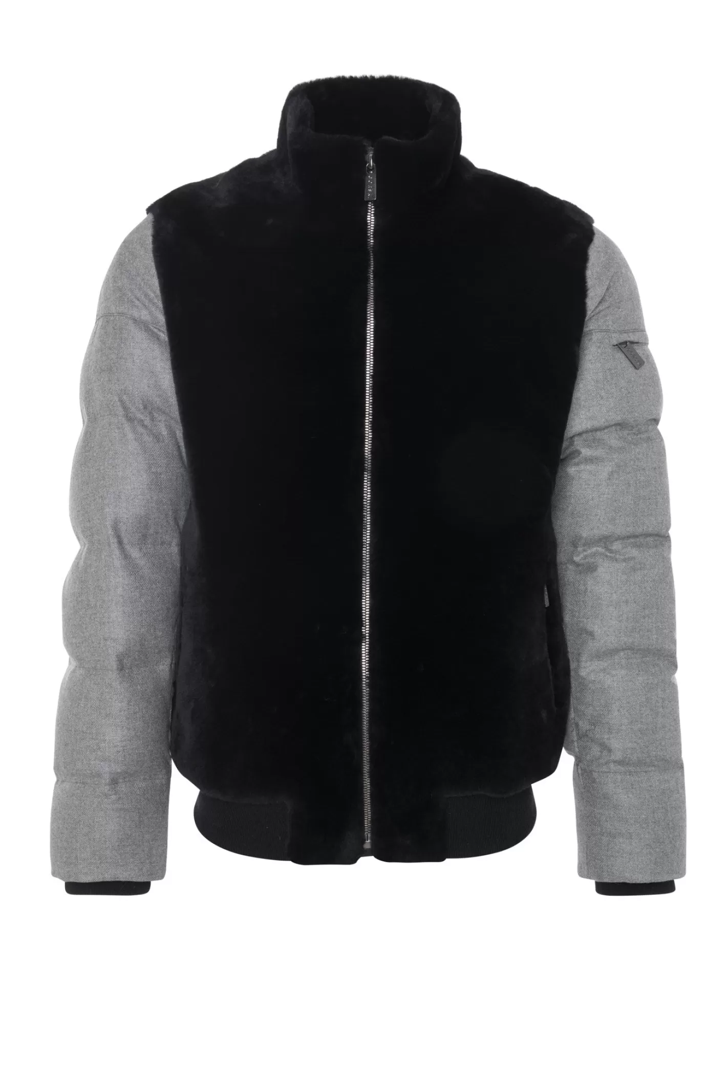 GORSKI Montreal Men's Merino Shearling Lamb Bomber Jacket With Loro Piana Cashmere & Wool Quilted Down Sleeves And Back
