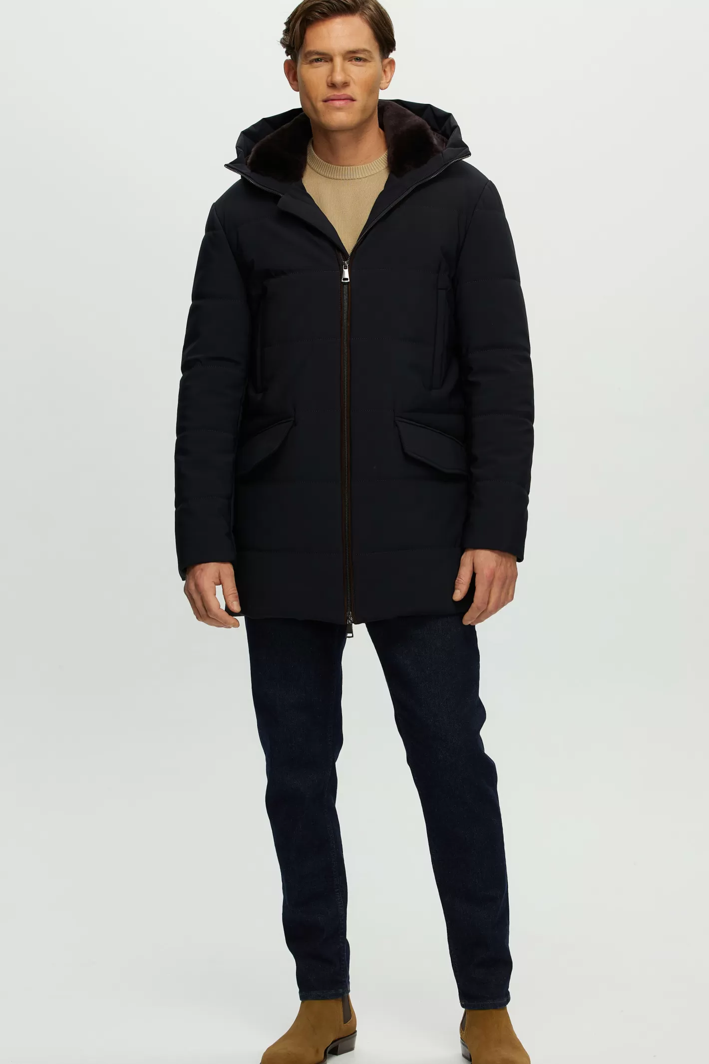 GORSKI Montreal MENS PARKA WITH SELECT SHEARLING LAMB COLLAR