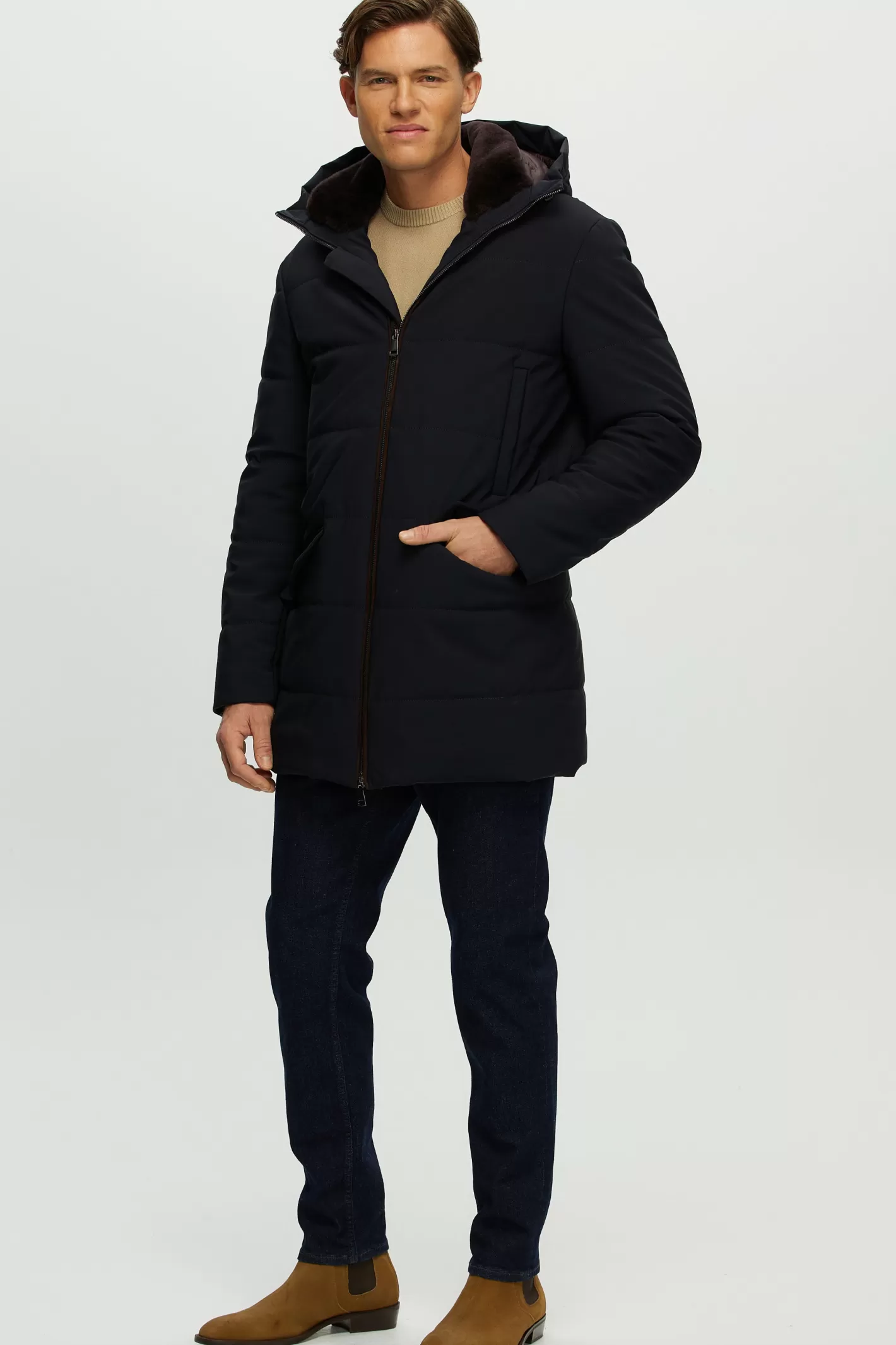 GORSKI Montreal MENS PARKA WITH SELECT SHEARLING LAMB COLLAR