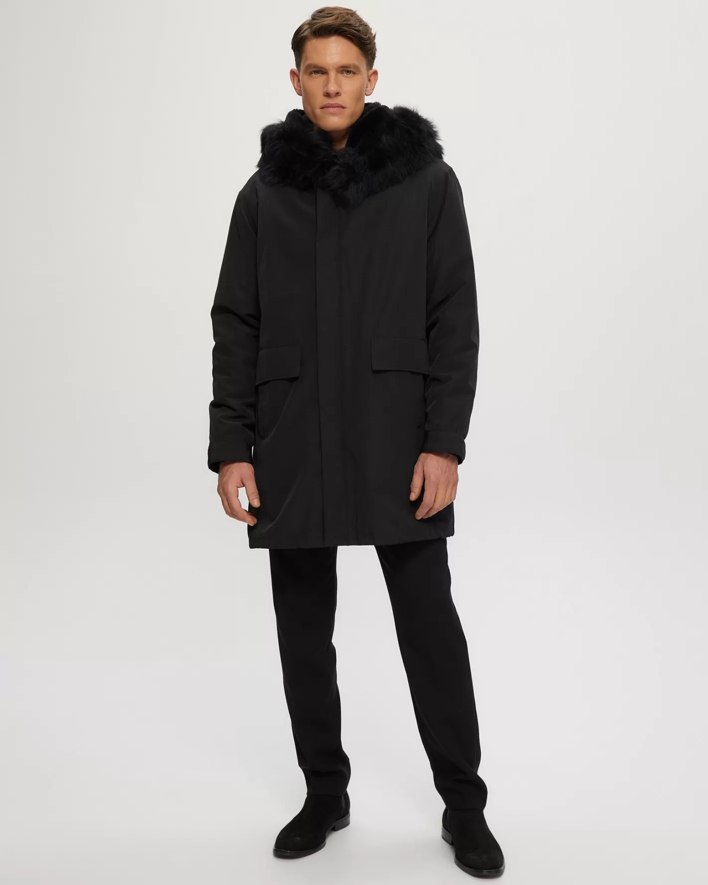 GORSKI Montreal Men's Parka With Select Shearling Lamb Tuxedo And Hood Trim