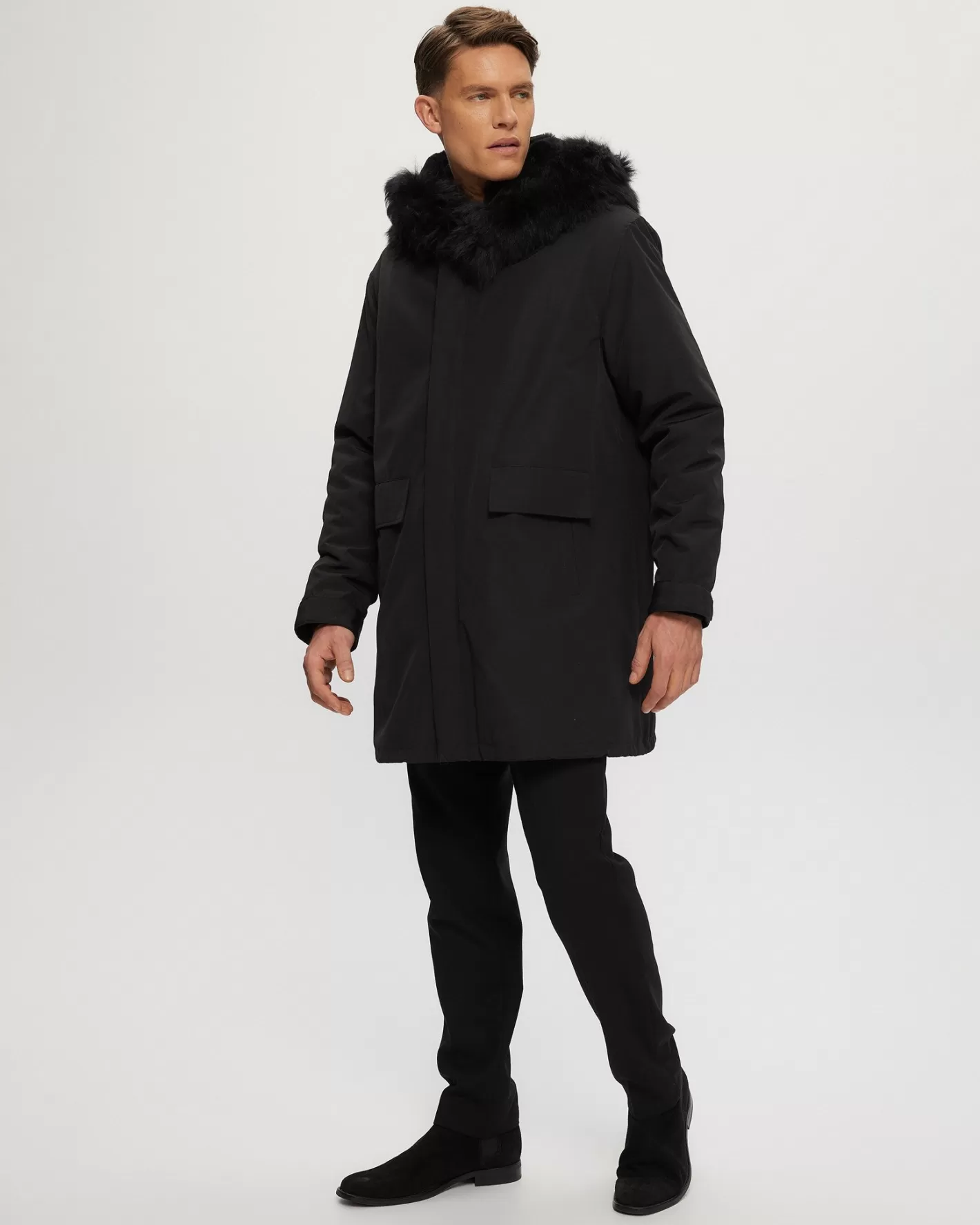 GORSKI Montreal Men's Parka With Select Shearling Lamb Tuxedo And Hood Trim