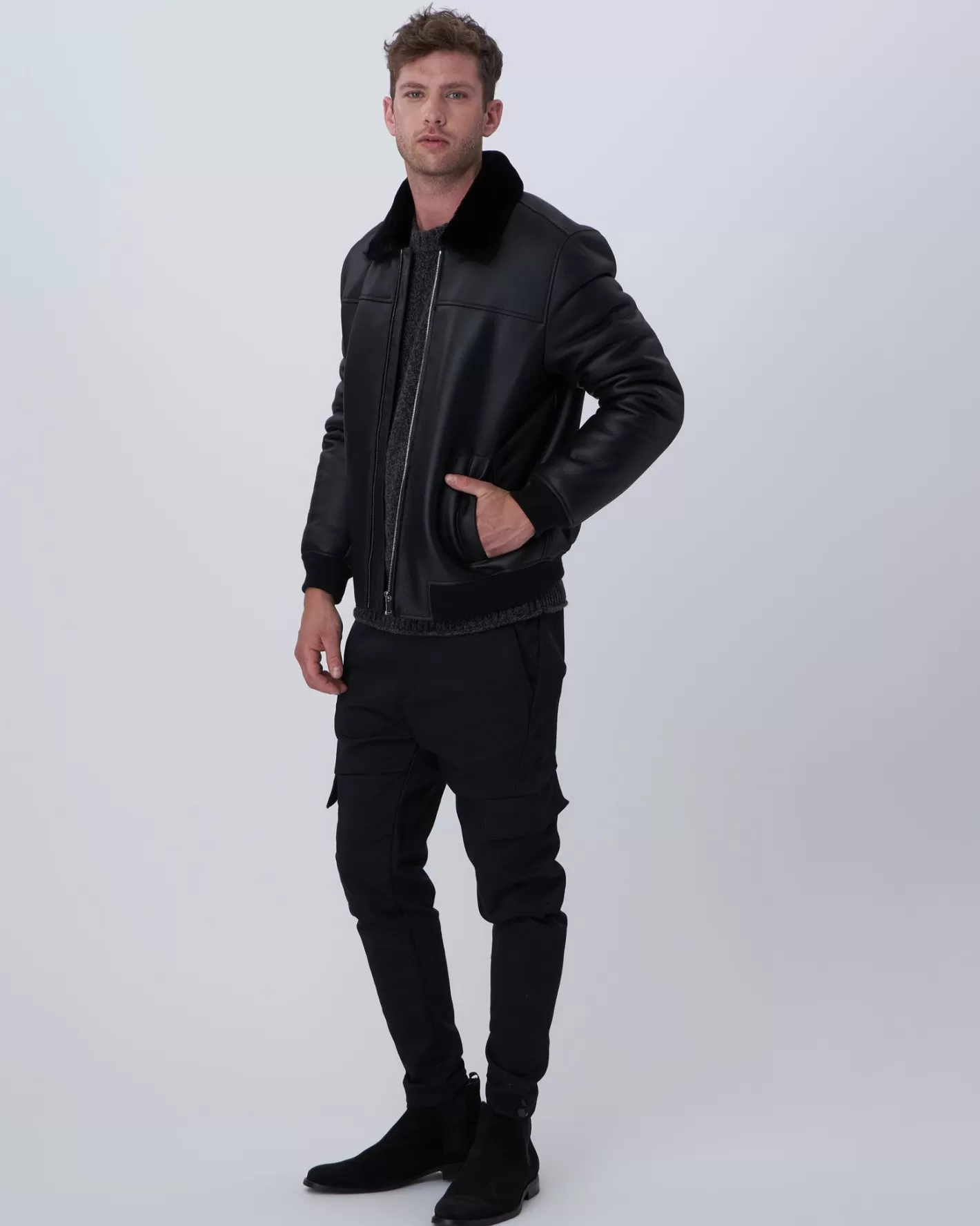 GORSKI Montreal Men's Select Shearling Lamb Bomber Jacket