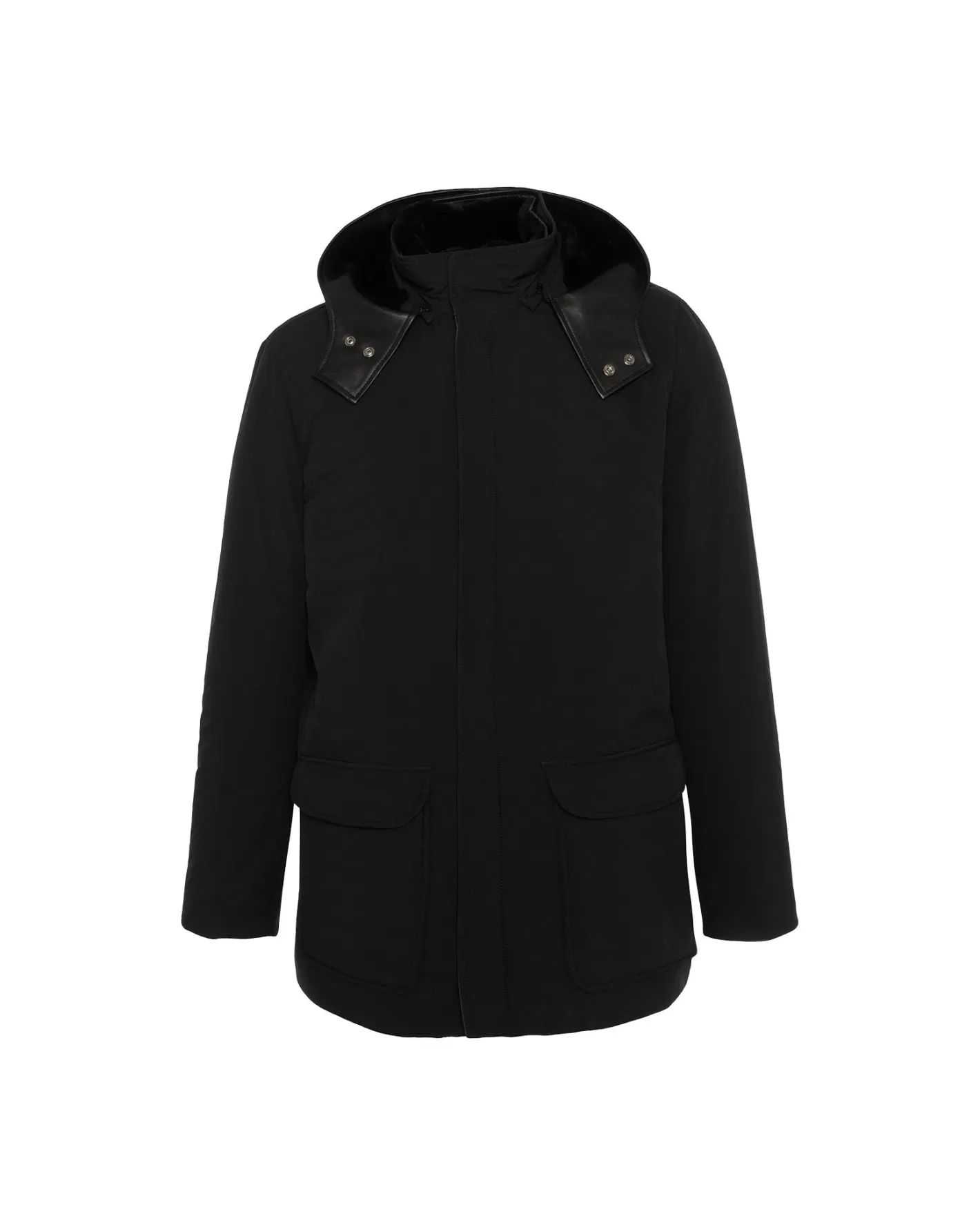 GORSKI Montreal Men's Select Shearling Lamb Lined Parka With Leather Trim And Detachable Select Shearling Lamb Collar And Hood