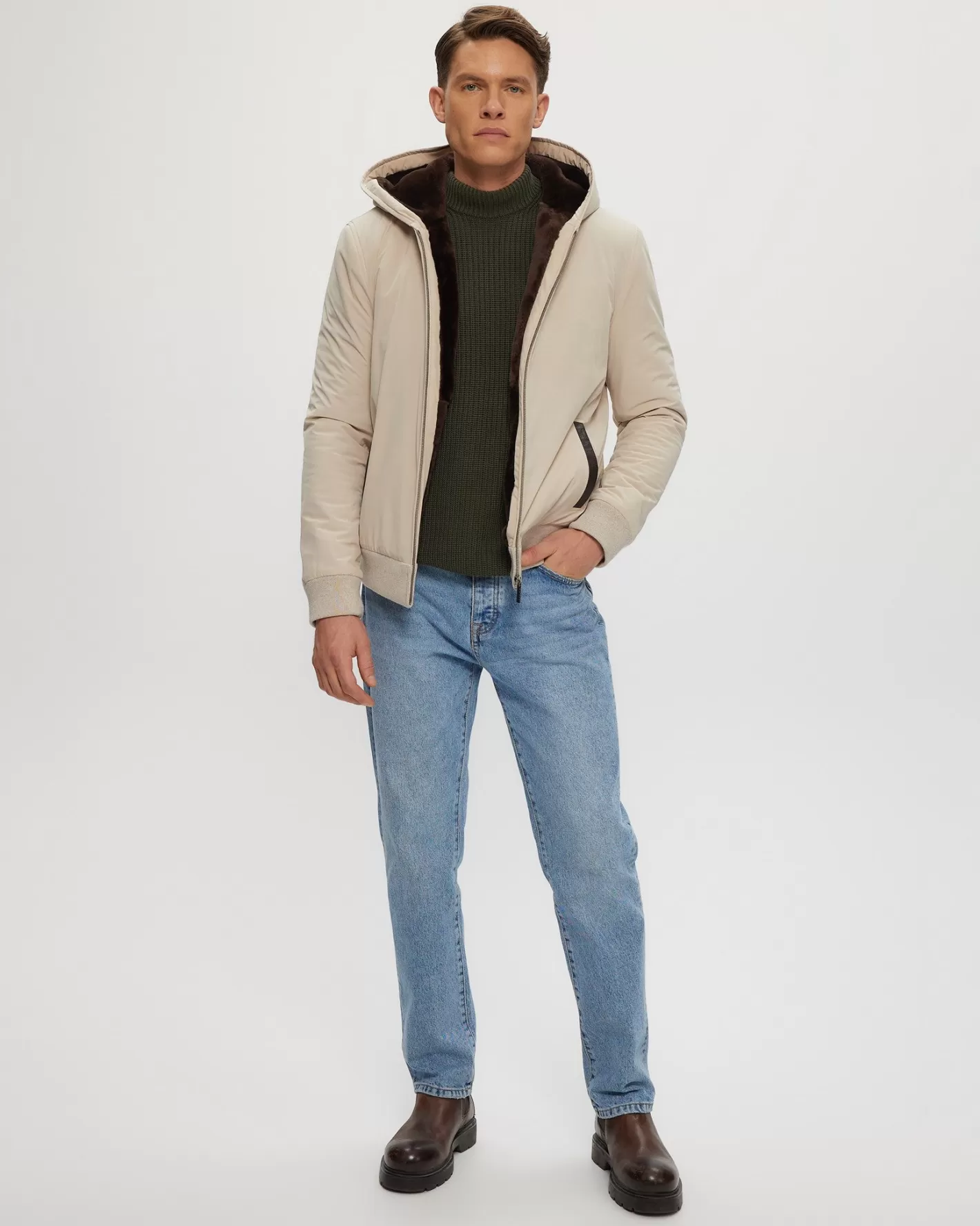 GORSKI Montreal Men's Shearling Lined Bomber Jacket