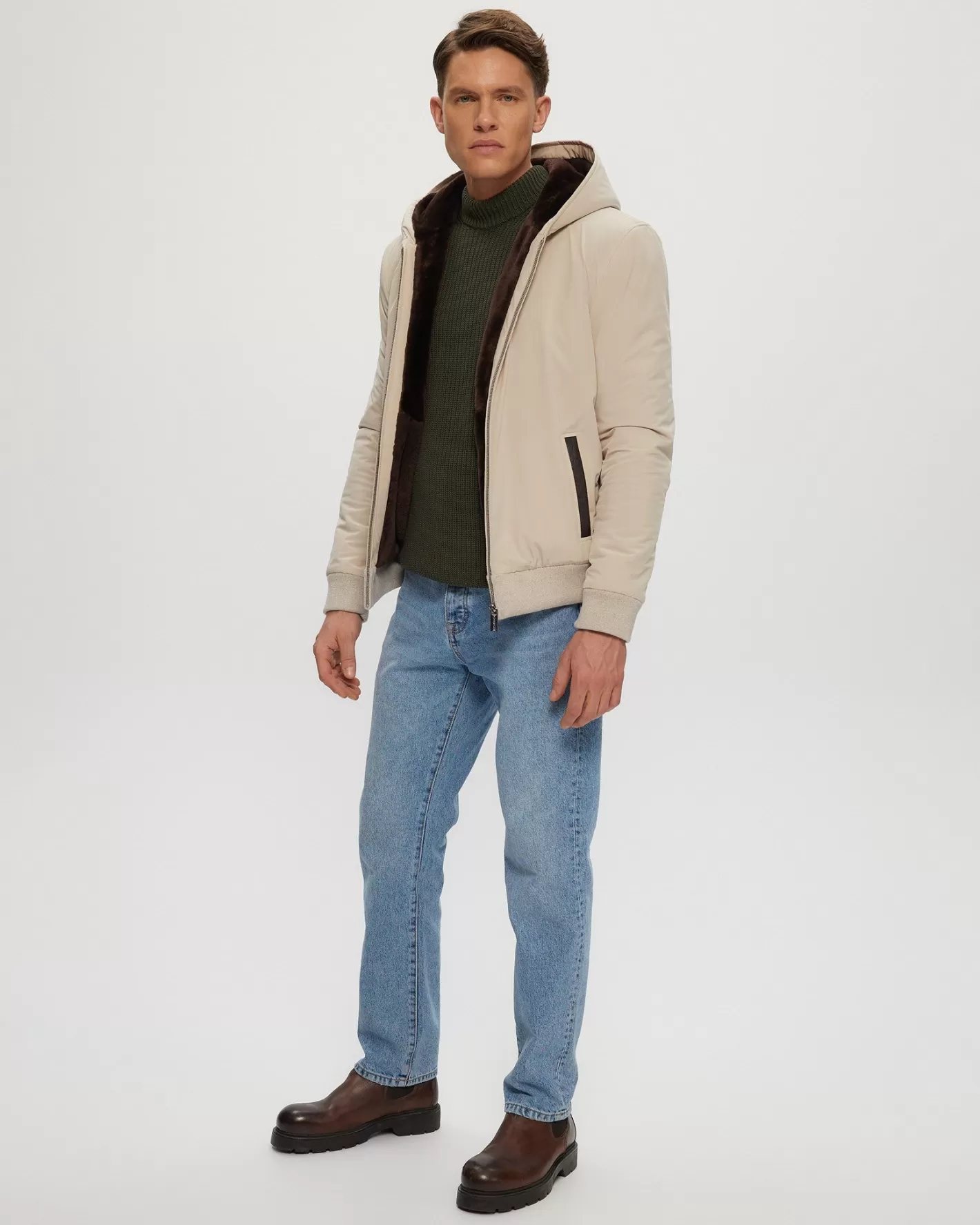 GORSKI Montreal Men's Shearling Lined Bomber Jacket