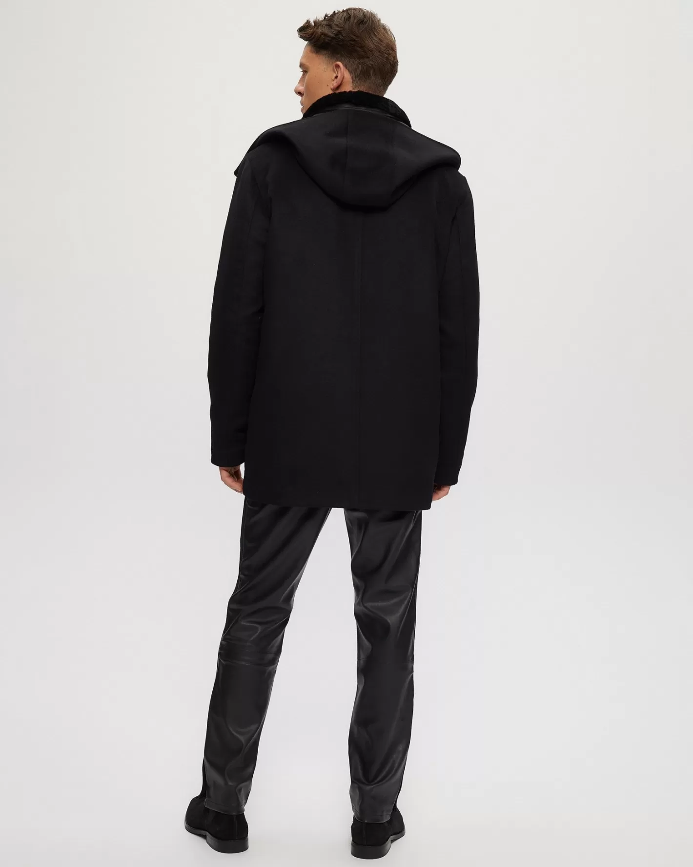 GORSKI Montreal Men's Wool Parka With Detachable Hood And Shearling Lamb Collar