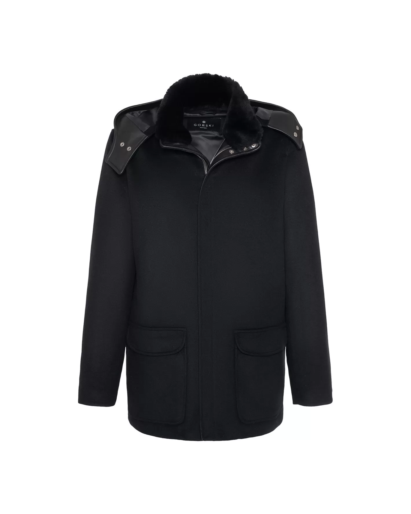 GORSKI Montreal Men's Wool Parka With Detachable Hood And Shearling Lamb Collar