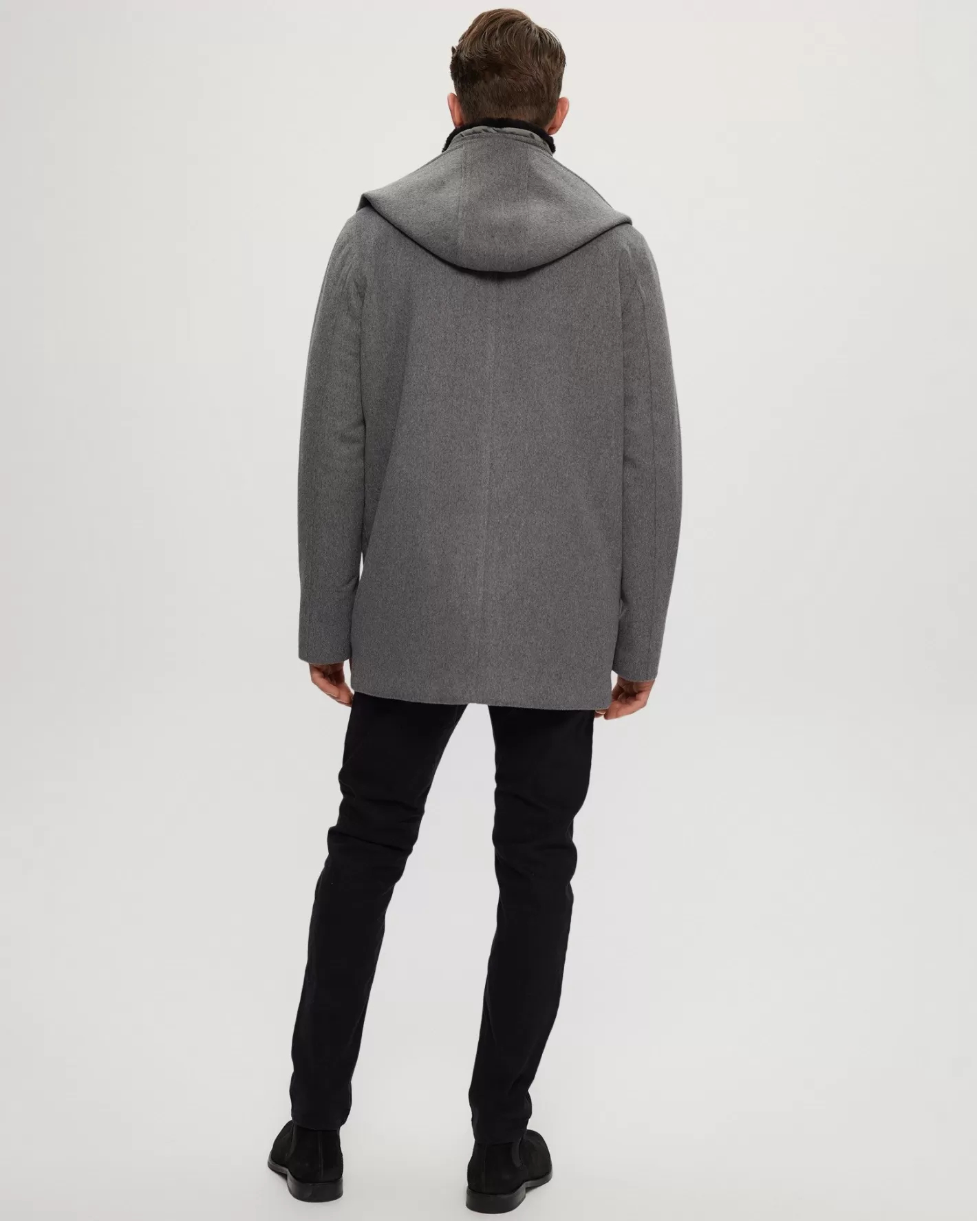GORSKI Montreal Men's Wool Parka With Detachable Hood And Shearling Lamb Collar