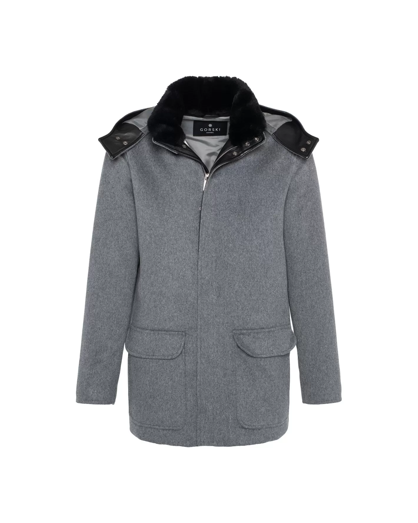 GORSKI Montreal Men's Wool Parka With Detachable Hood And Shearling Lamb Collar