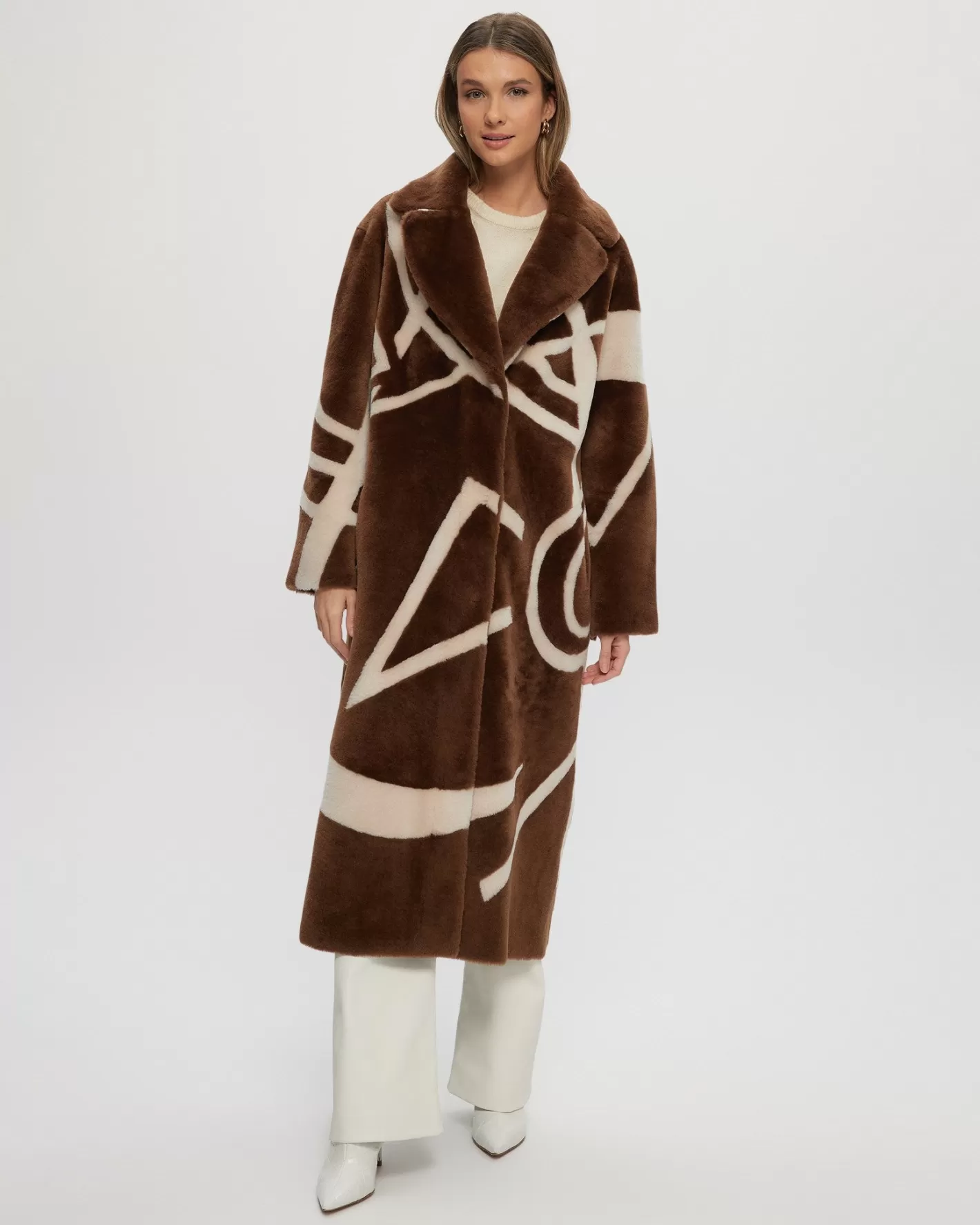 Women GORSKI Montreal Merino Shearling Lamb Coat With Intarsia