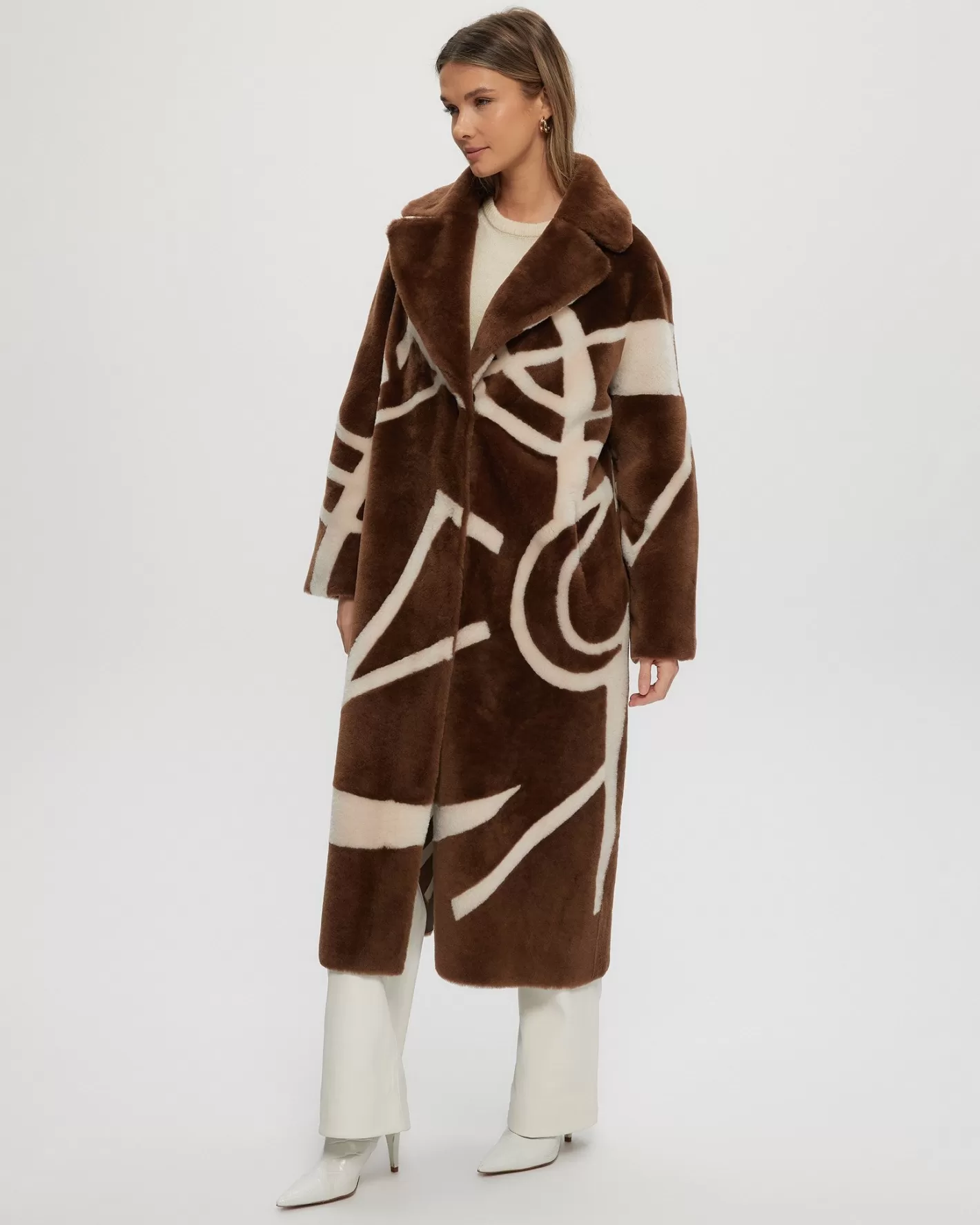 Women GORSKI Montreal Merino Shearling Lamb Coat With Intarsia