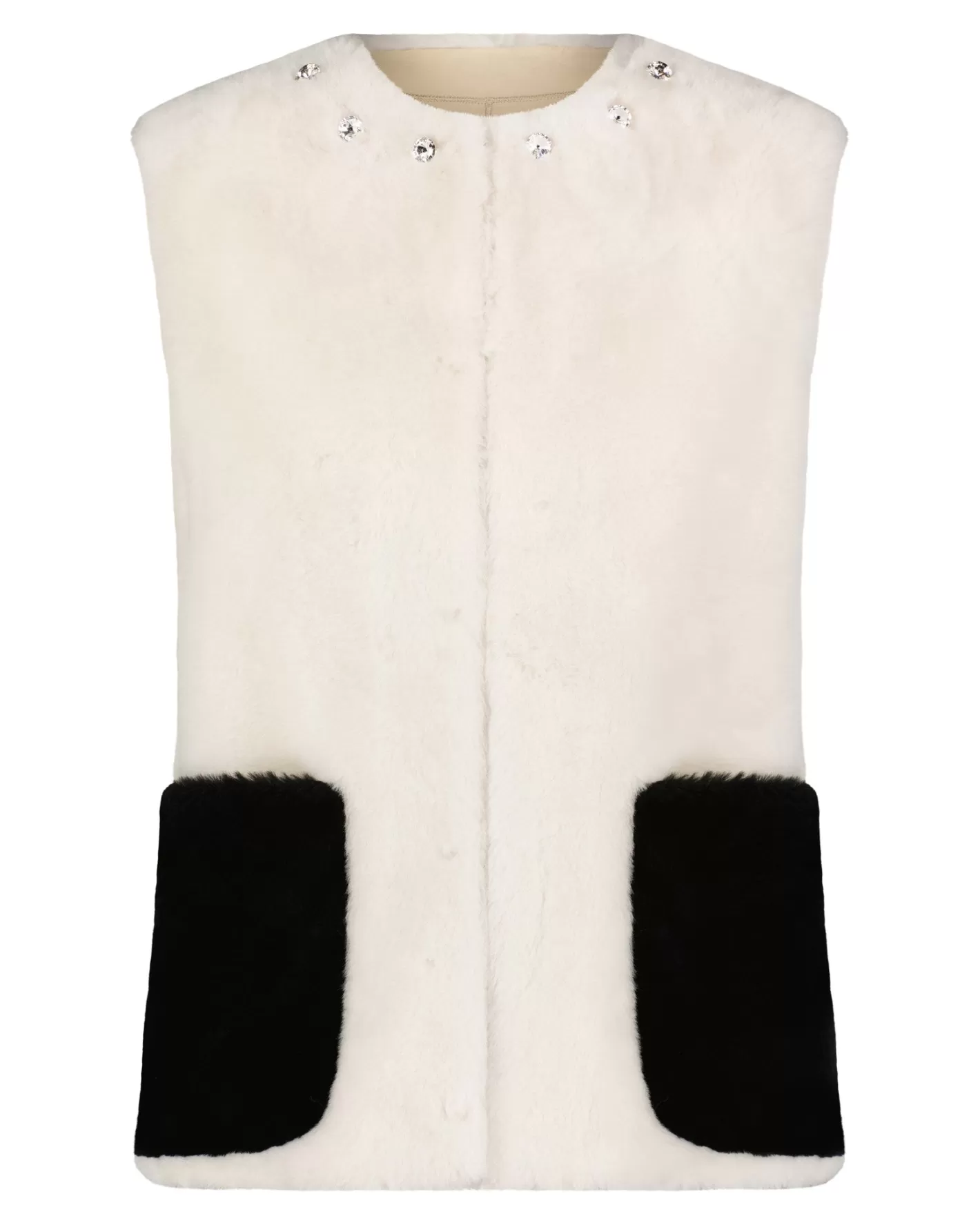 Women GORSKI Montreal Merino Shearling Lamb Vest With Embellishment