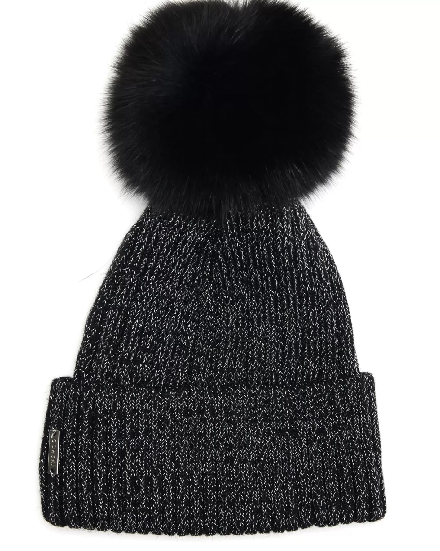 Women GORSKI Montreal Metallic Wool Blend Knit Hat With Toscana Shearling Lamb Pompom