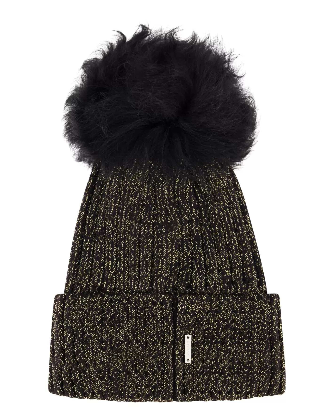 Women GORSKI Montreal Metallic Wool Blend Knit Hat With Toscana Shearling Lamb Pompom