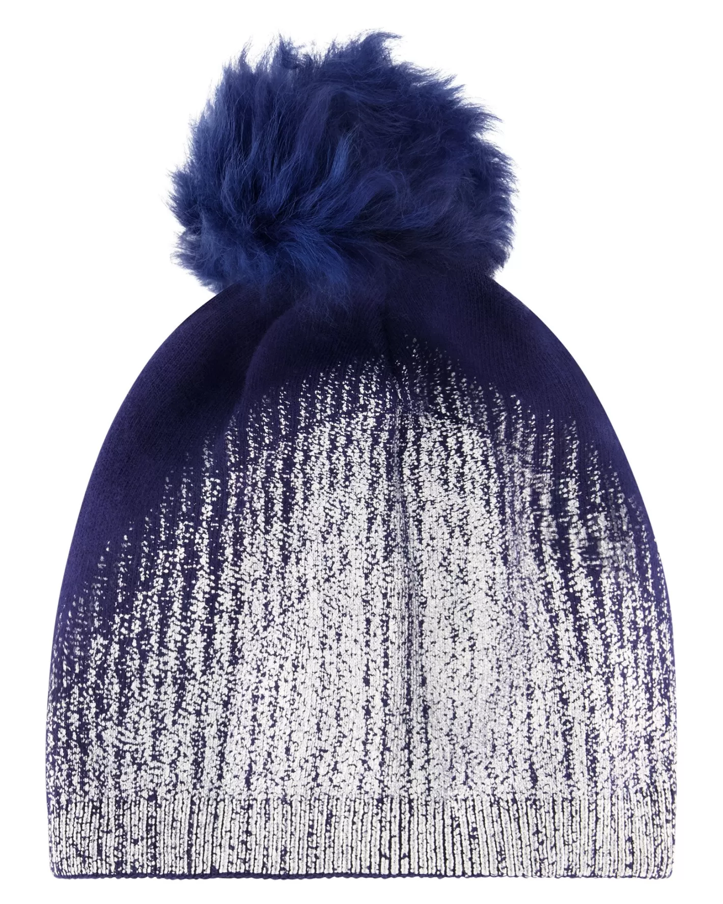 Women GORSKI Montreal Metallic Wool Blend Knit Hat With Toscana Shearling Lamb Pompom