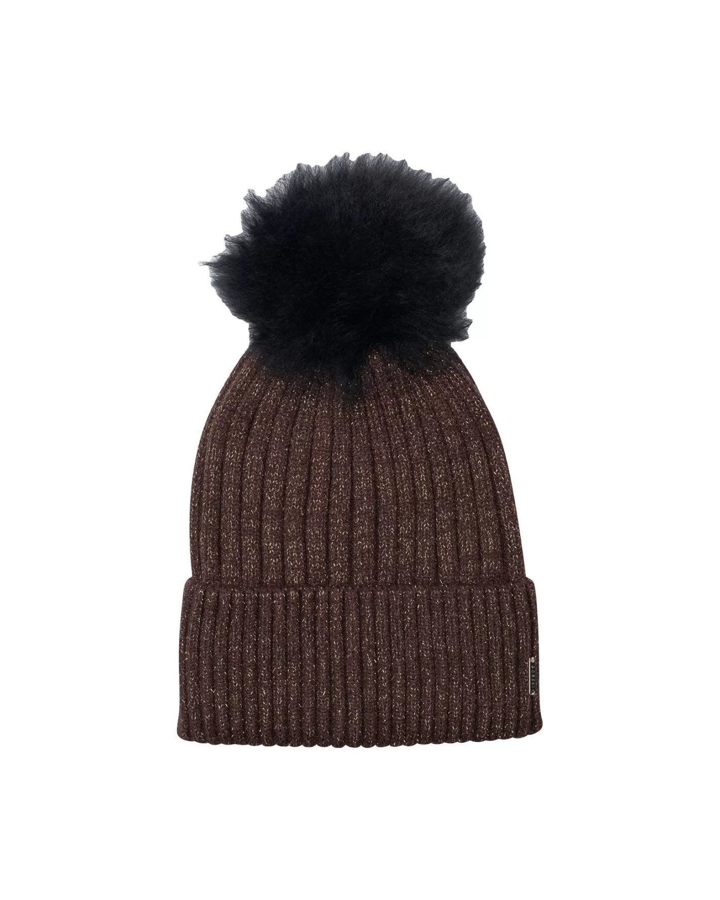 Women GORSKI Montreal Metallic Wool Blend Knit Hat With Toscana Shearling Lamb Pompom